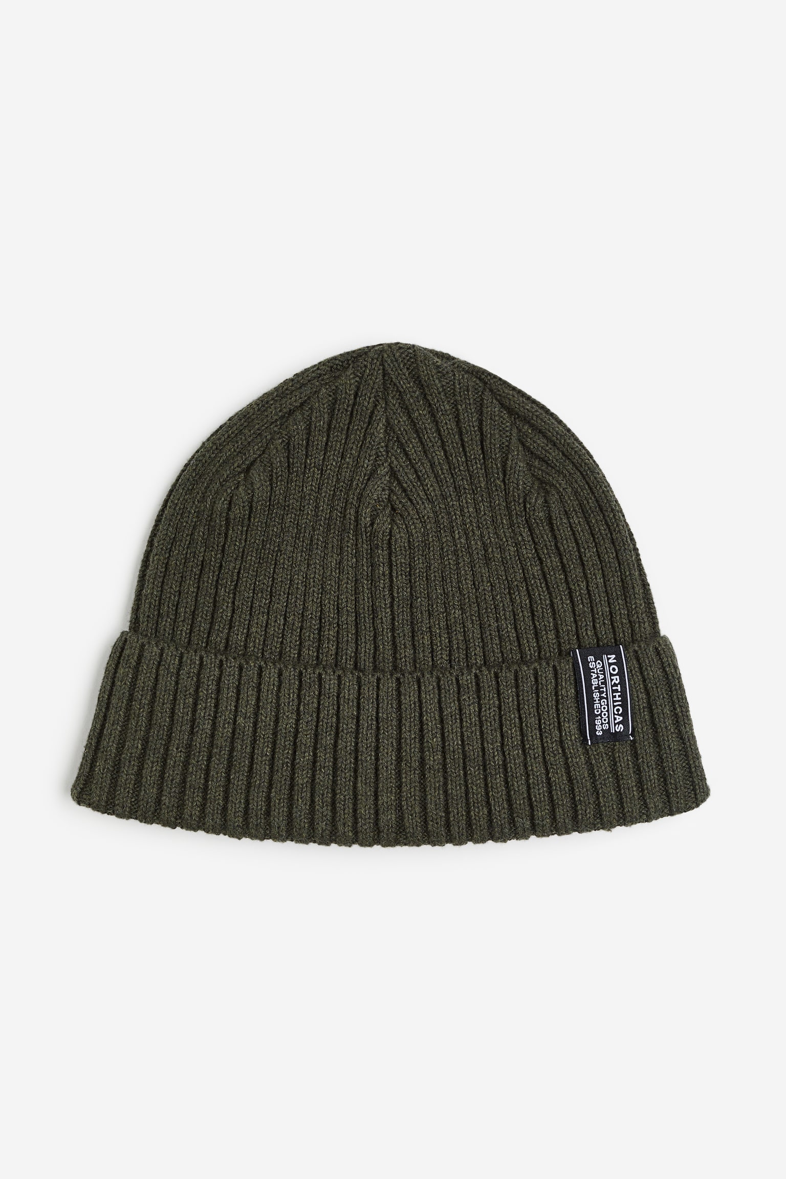 Rib Knit Beanie - Khaki green/Light beige marle/Black/Beige - 1