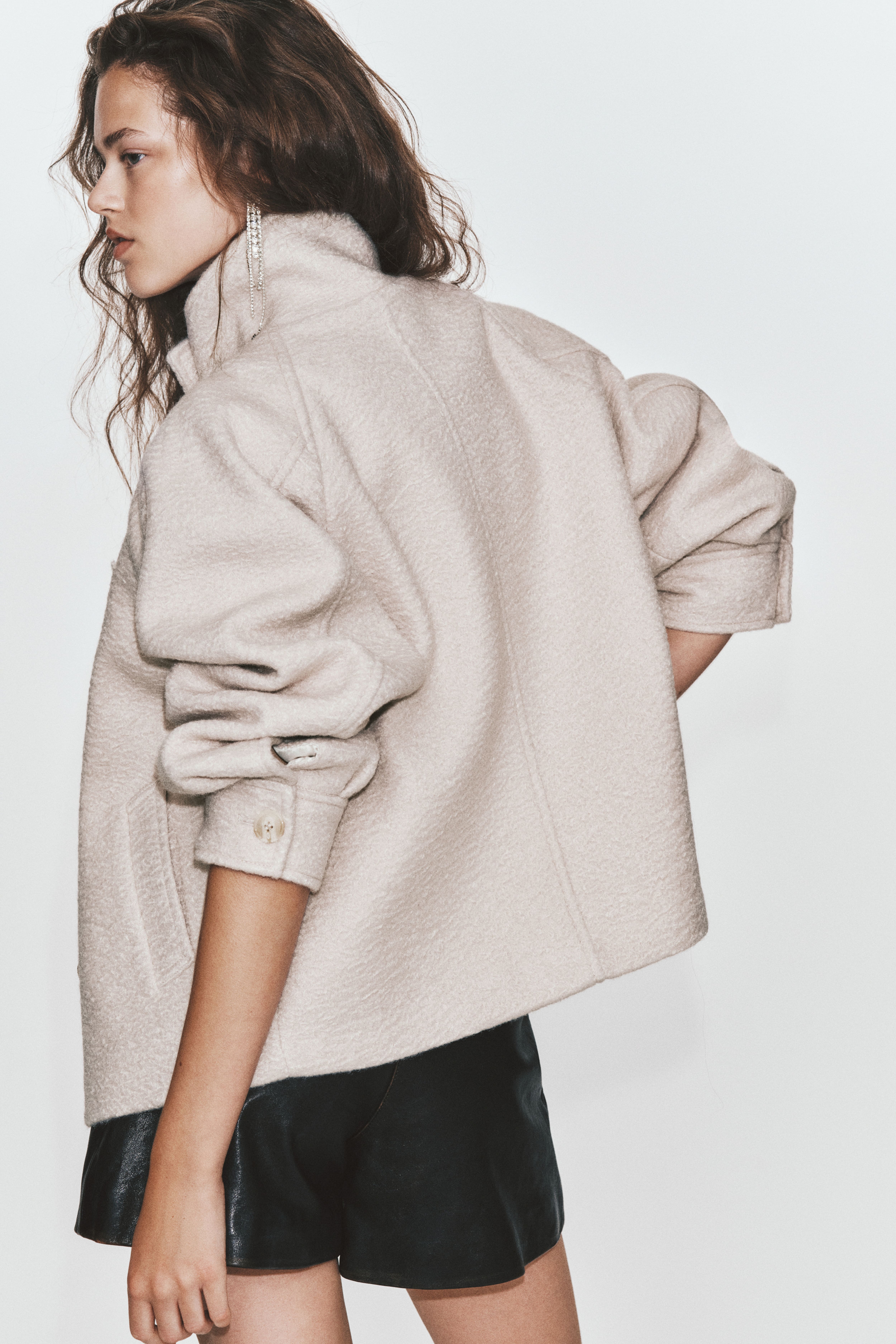 Brushed Funnel-Collar Jacket