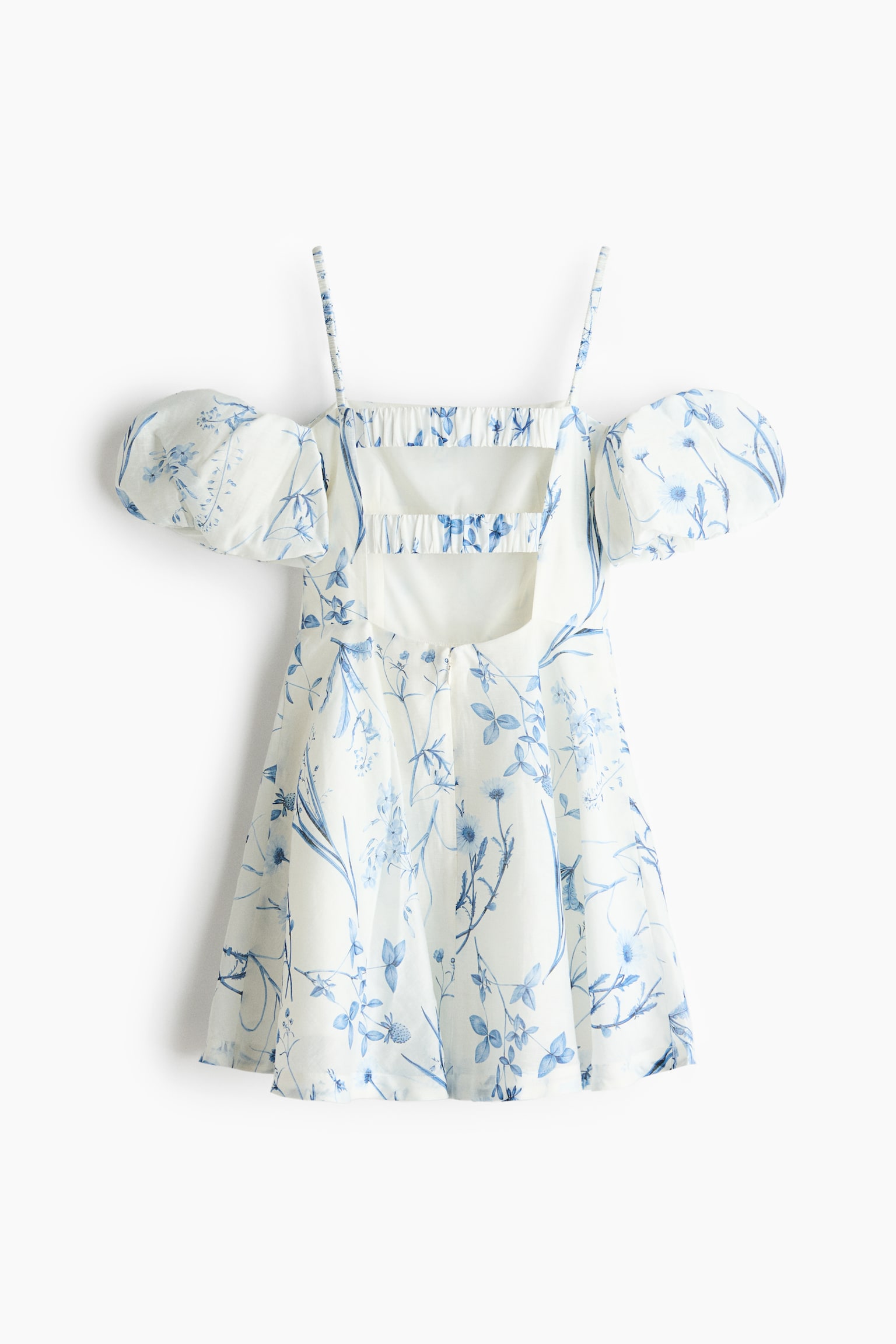 Linen-blend cold shoulder dress - 7