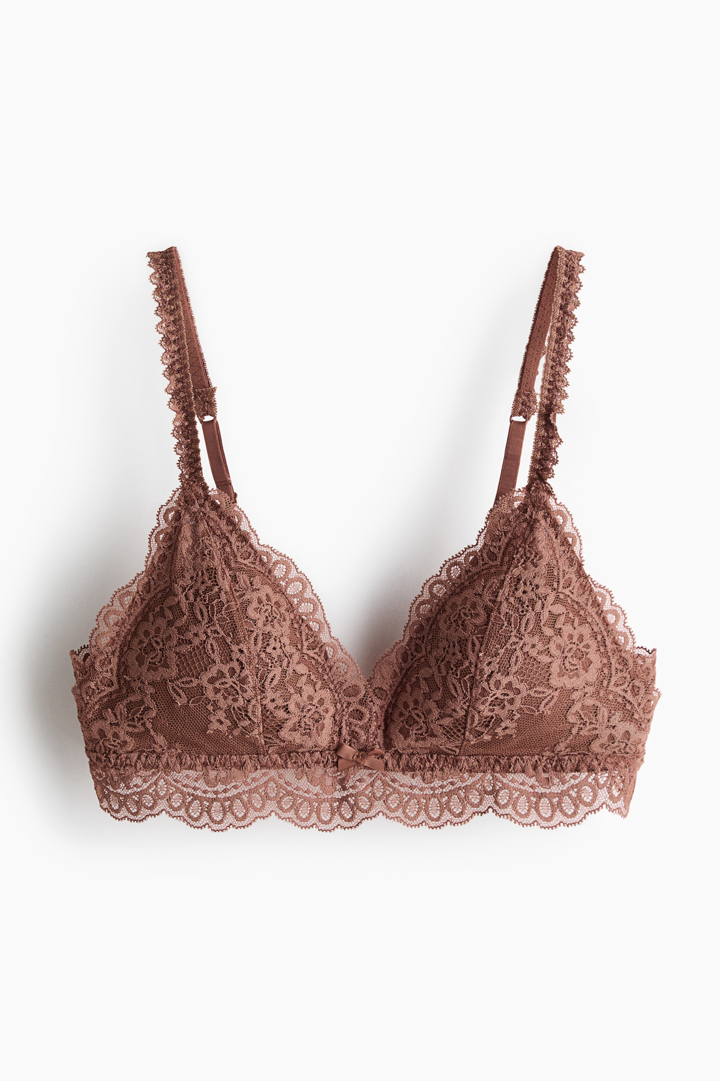 Padded Soft-Cup Lace Bra - Brown/Plum purple