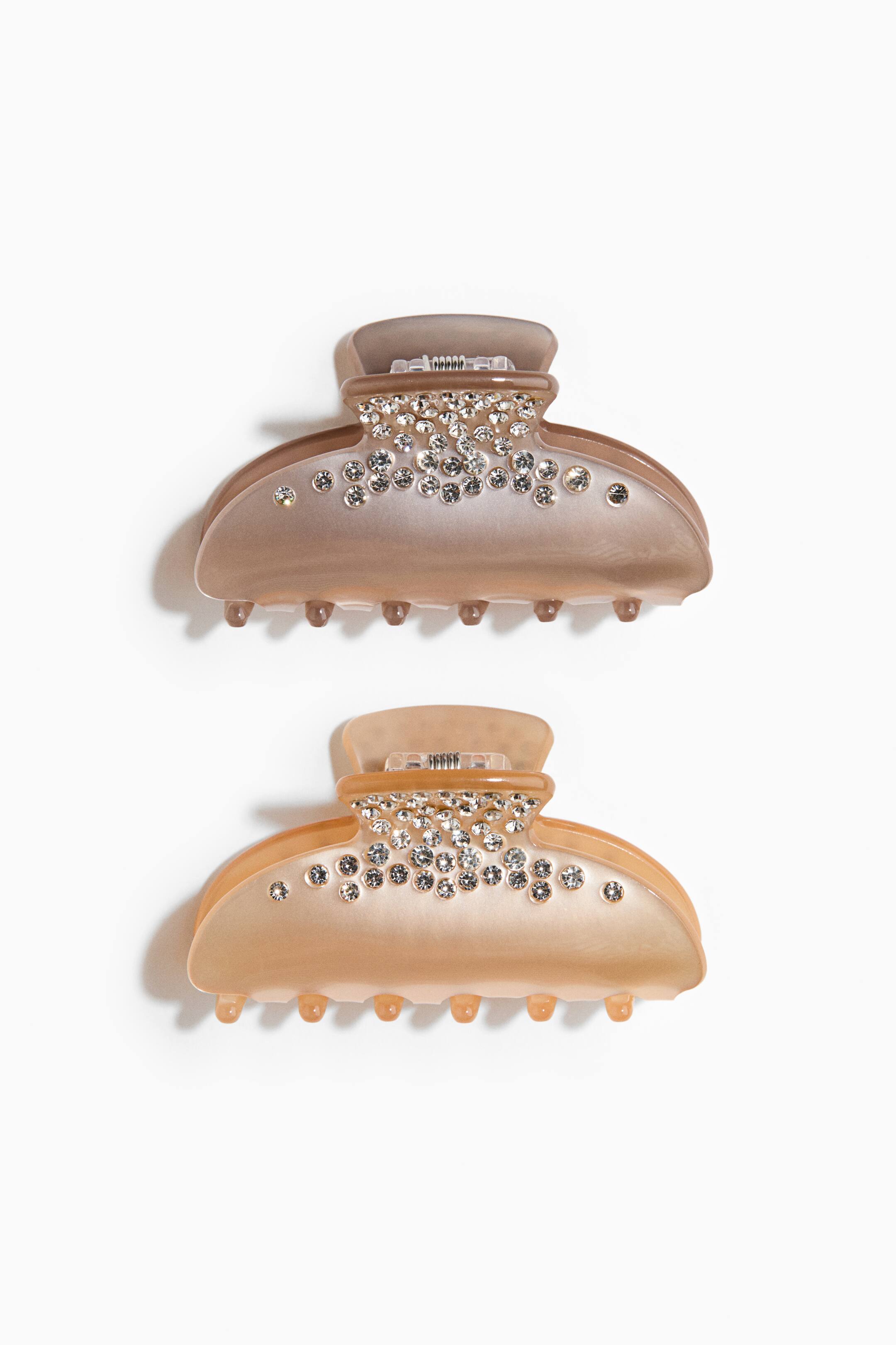 View larger image: 2-pack embellished hair claws - Apricot/Mole - Ladies | H&M 1