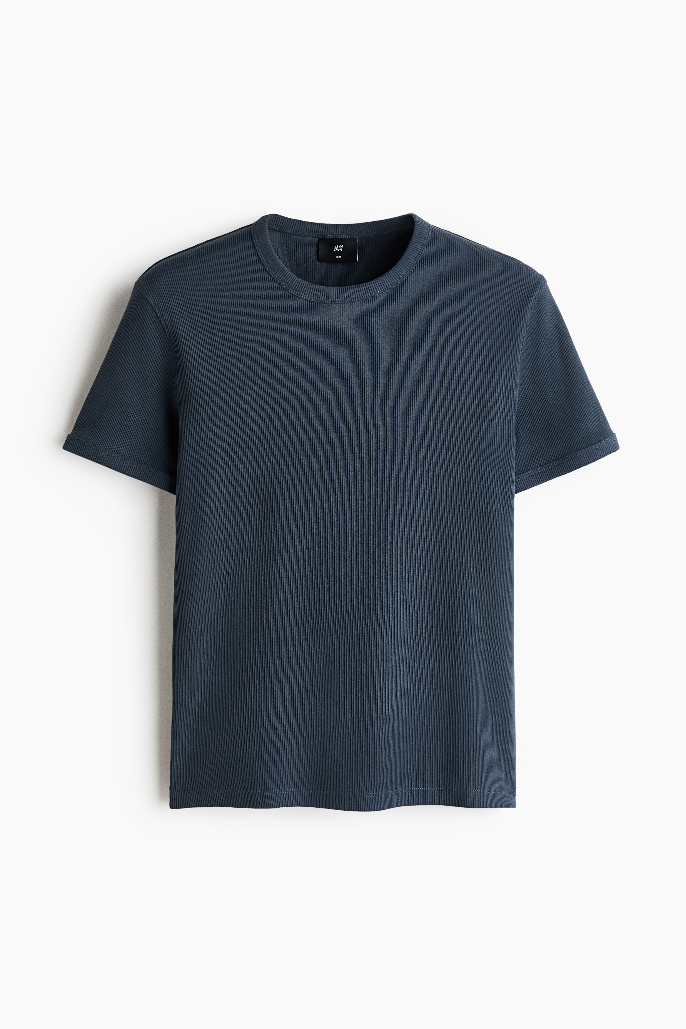 Slim Fit Ribbed T-shirt - Navy blue/Burgundy/Dark brown/Cream