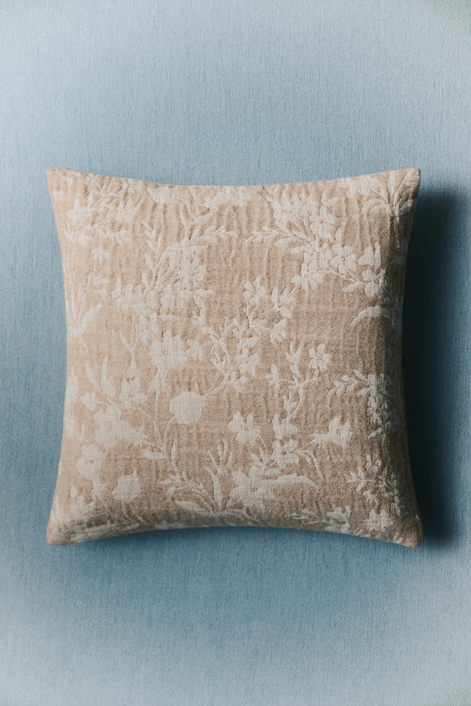 Jacquard-Weave Cushion Cover - Light dusty beige/floral/Dusty blue/floral - 1