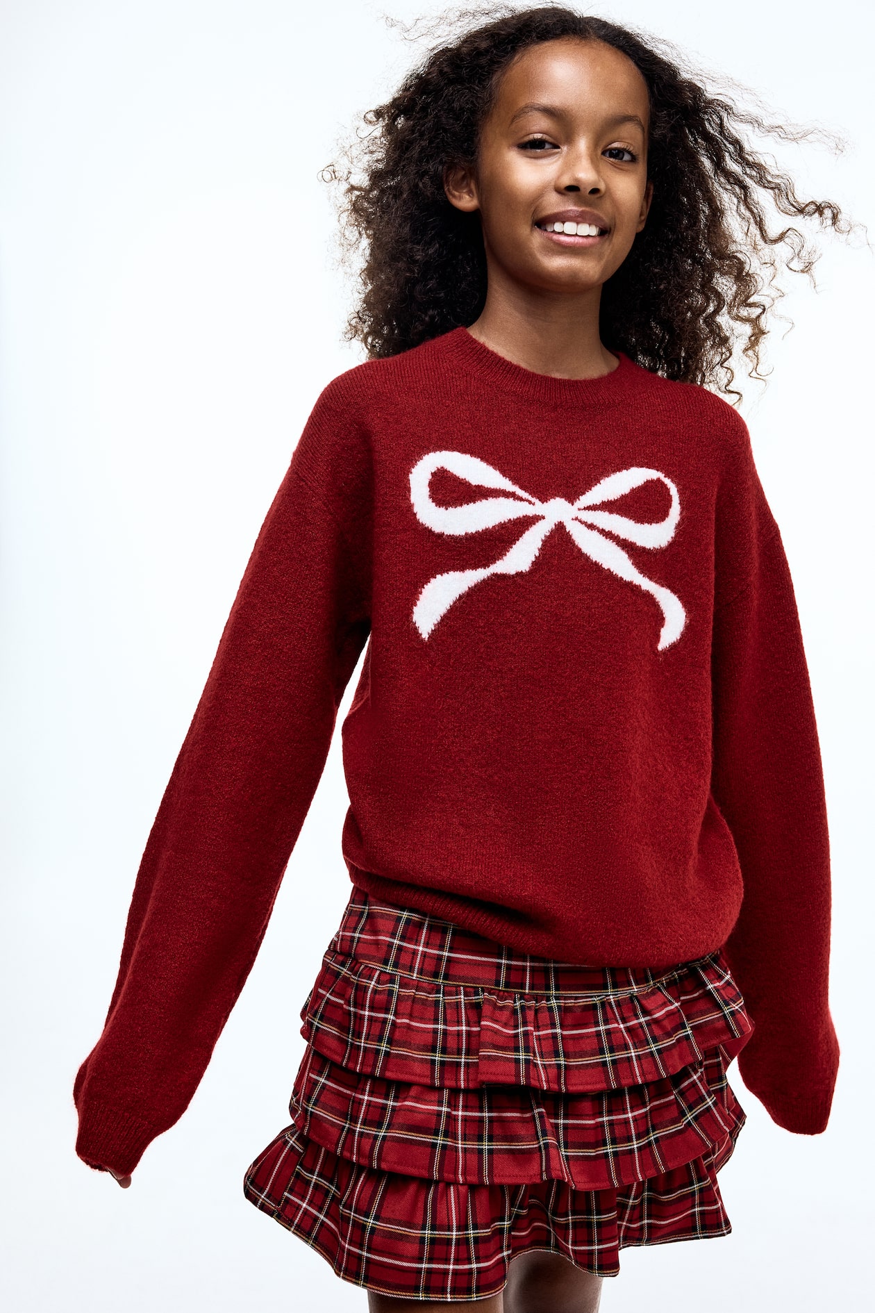 ジャカードニットセーター - レッド／リボン | H&M JP