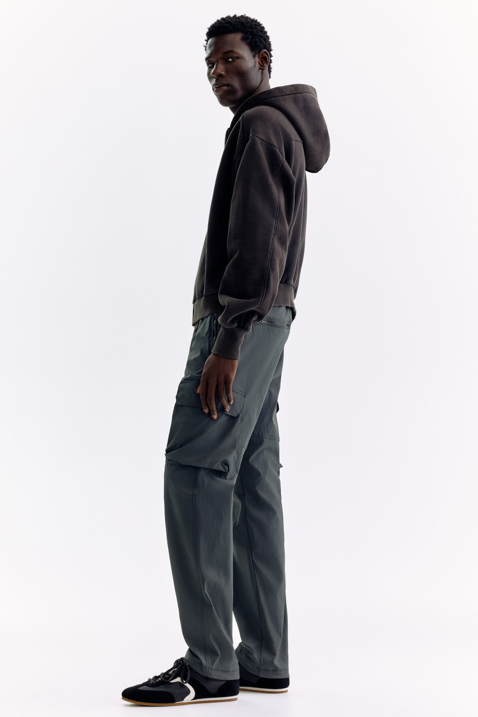 Regular Fit Nylon cargo trousers - Dark grey/Black - 6