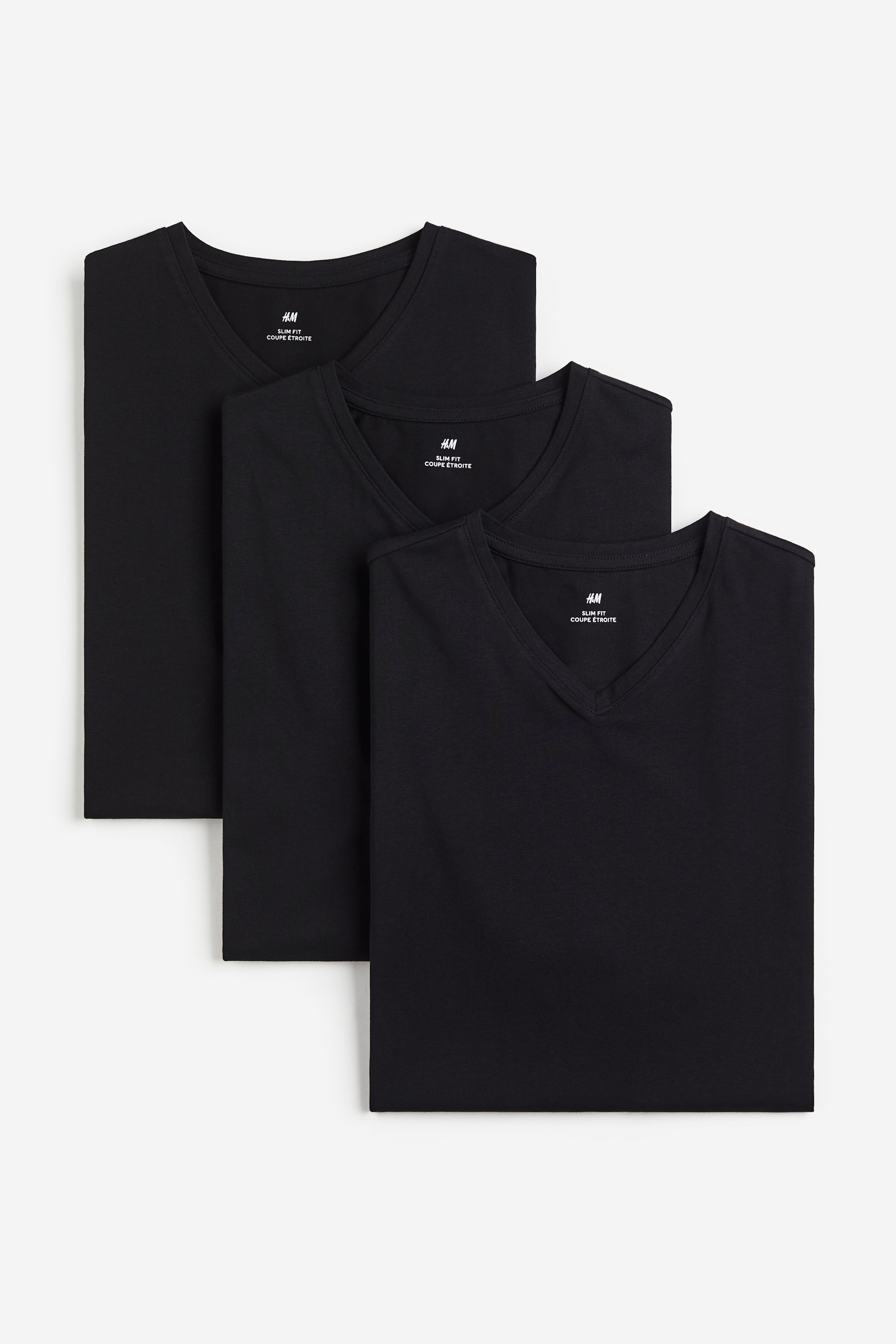 3 pack Slim Fit V neck T shirts Black Men H M CA