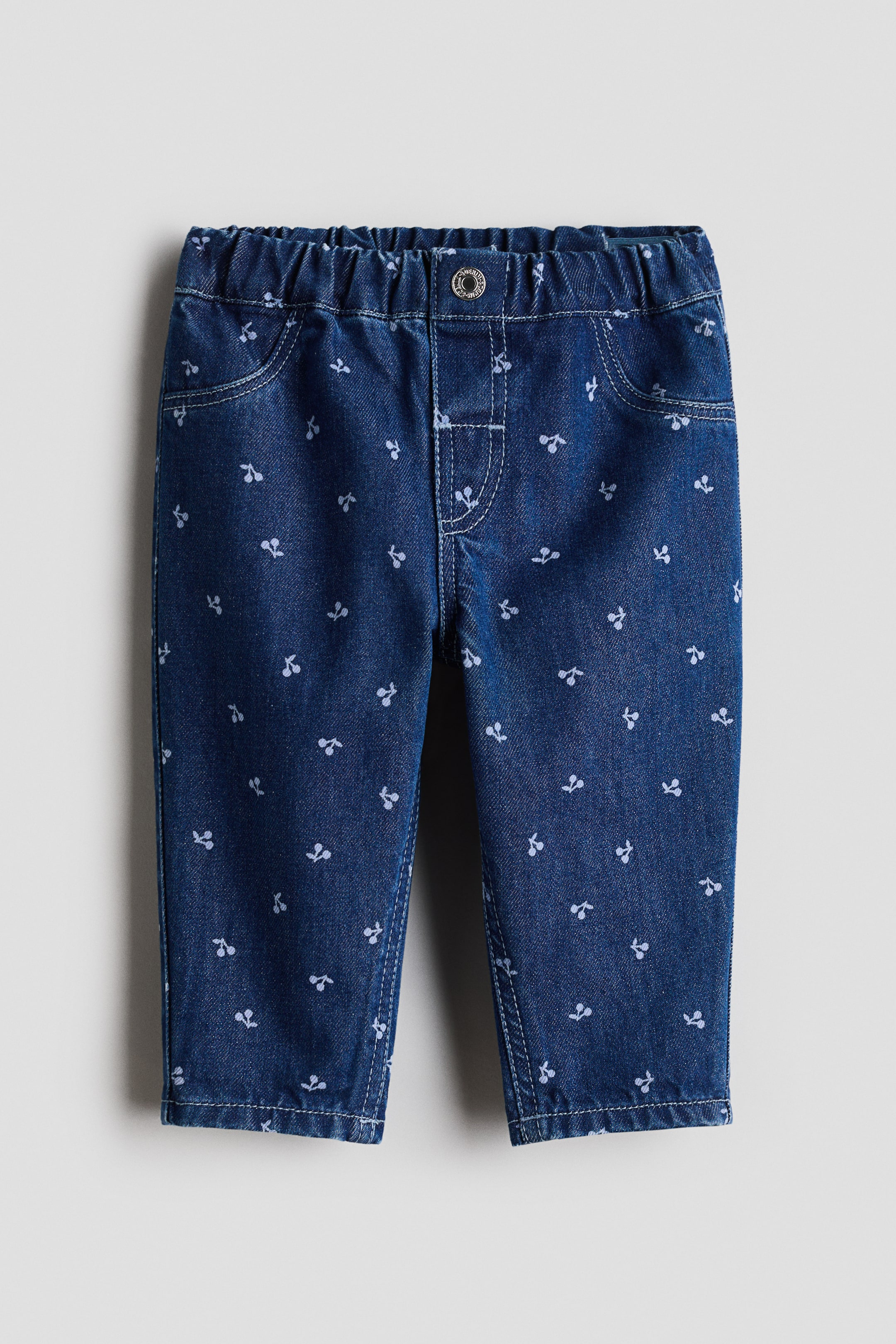 Ampliar la imagen: Pantalón de algodón - Azul denim oscuro/Cerezas - Kids | H&M MX 1