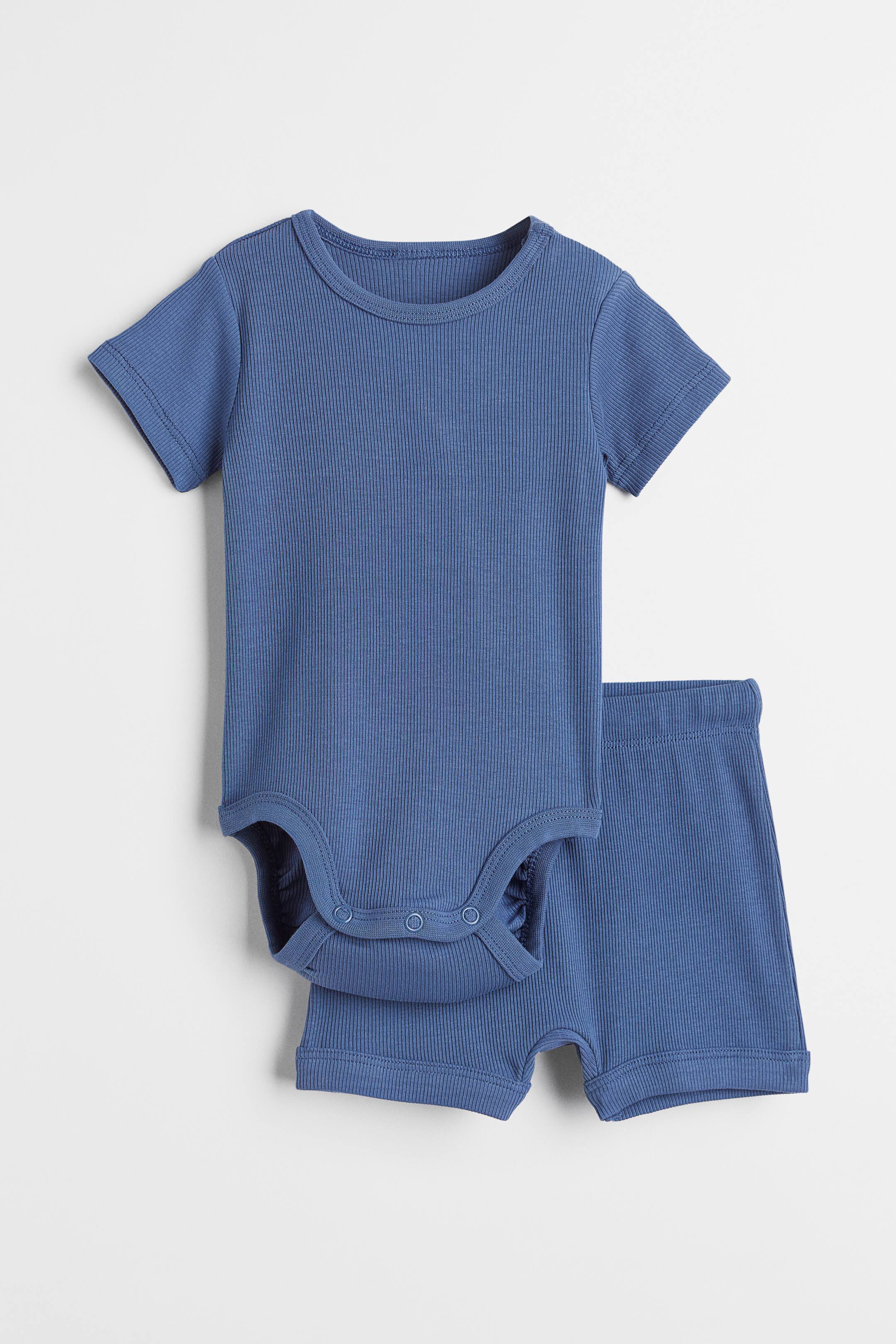 View larger image: Ribbed cotton set - Blue - Kids | H&M 1