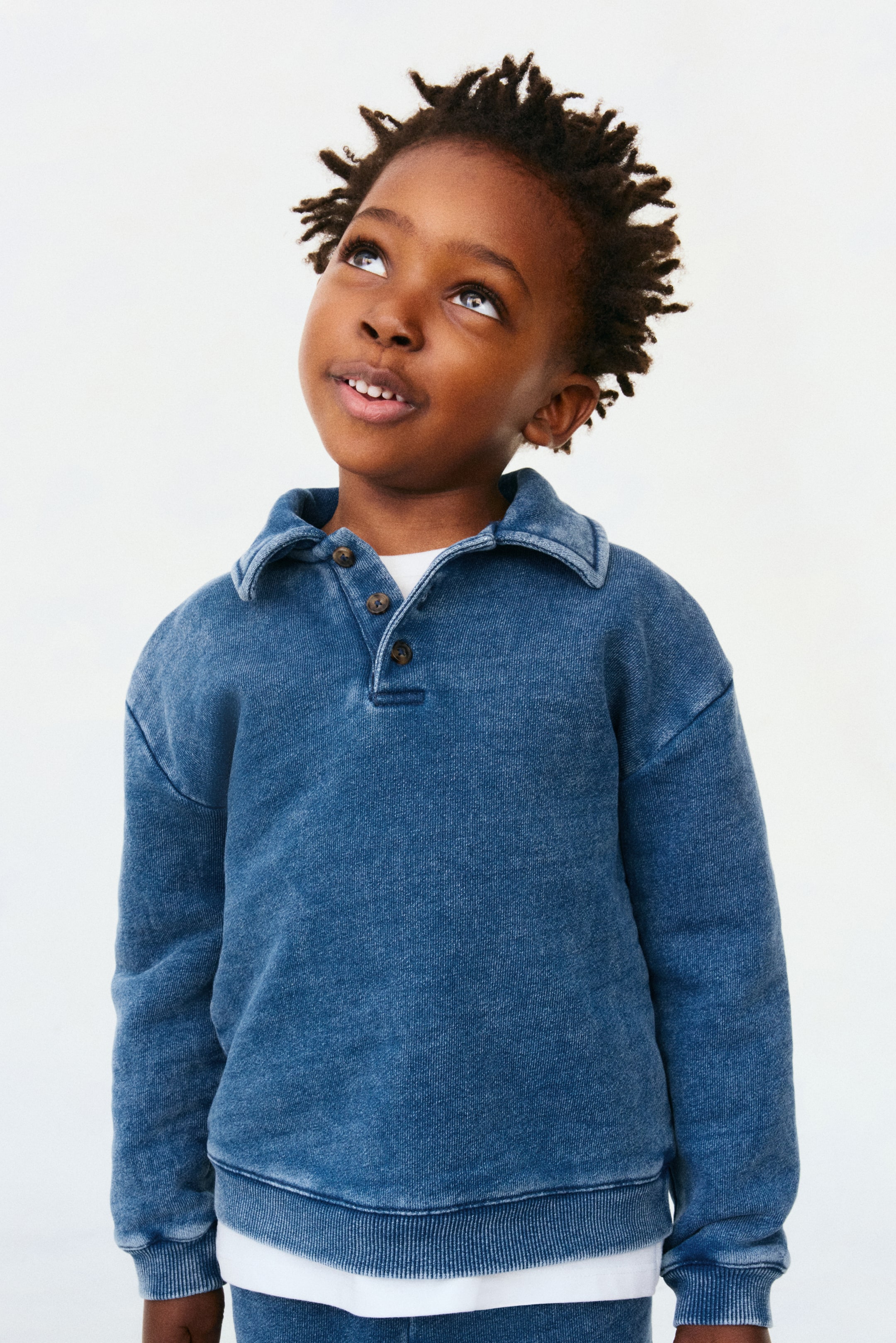 View larger image: Cotton sweatshirt polo shirt - Dark blue - Kids | H&M IN 1