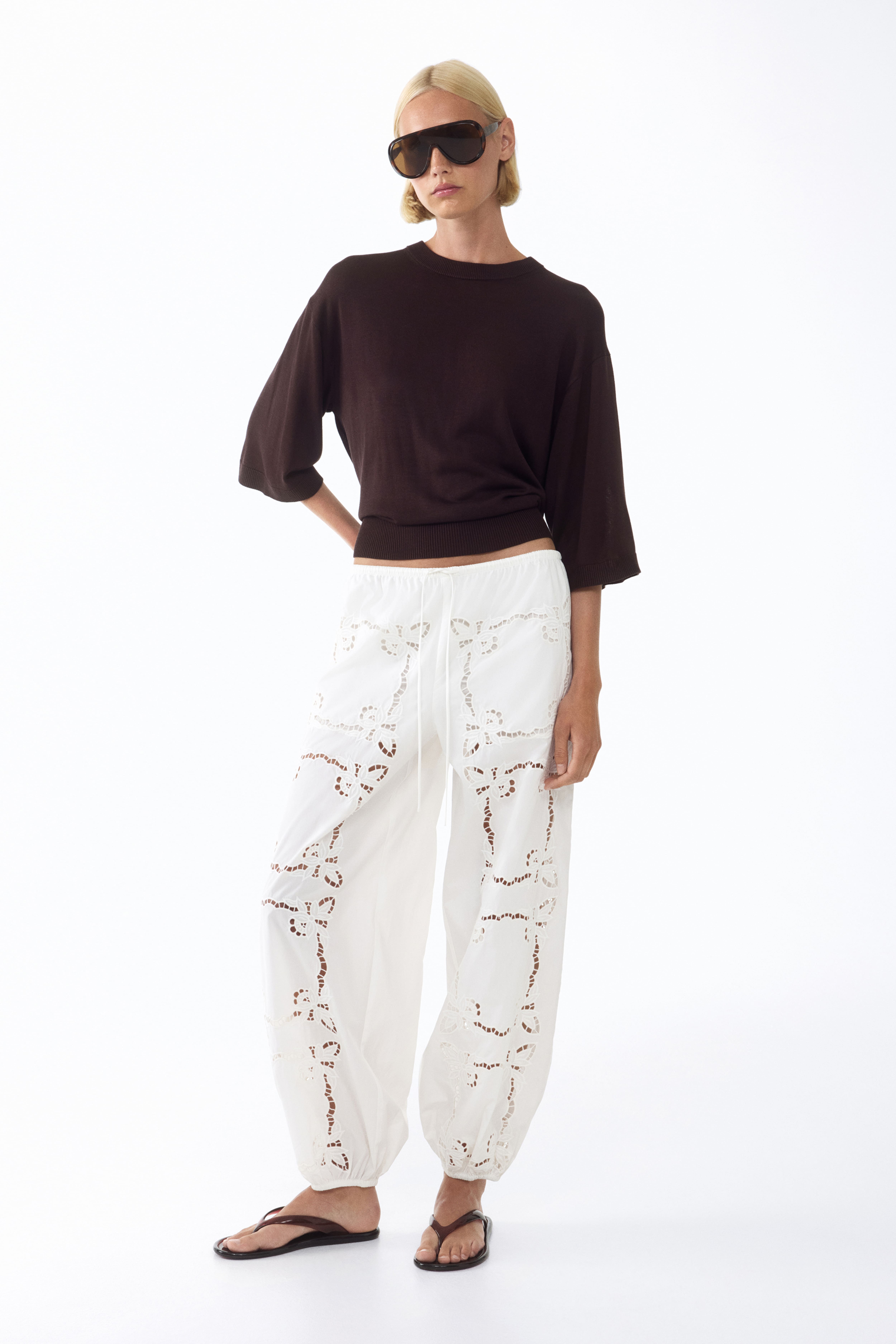 Short-Sleeved Fine-Knit Top