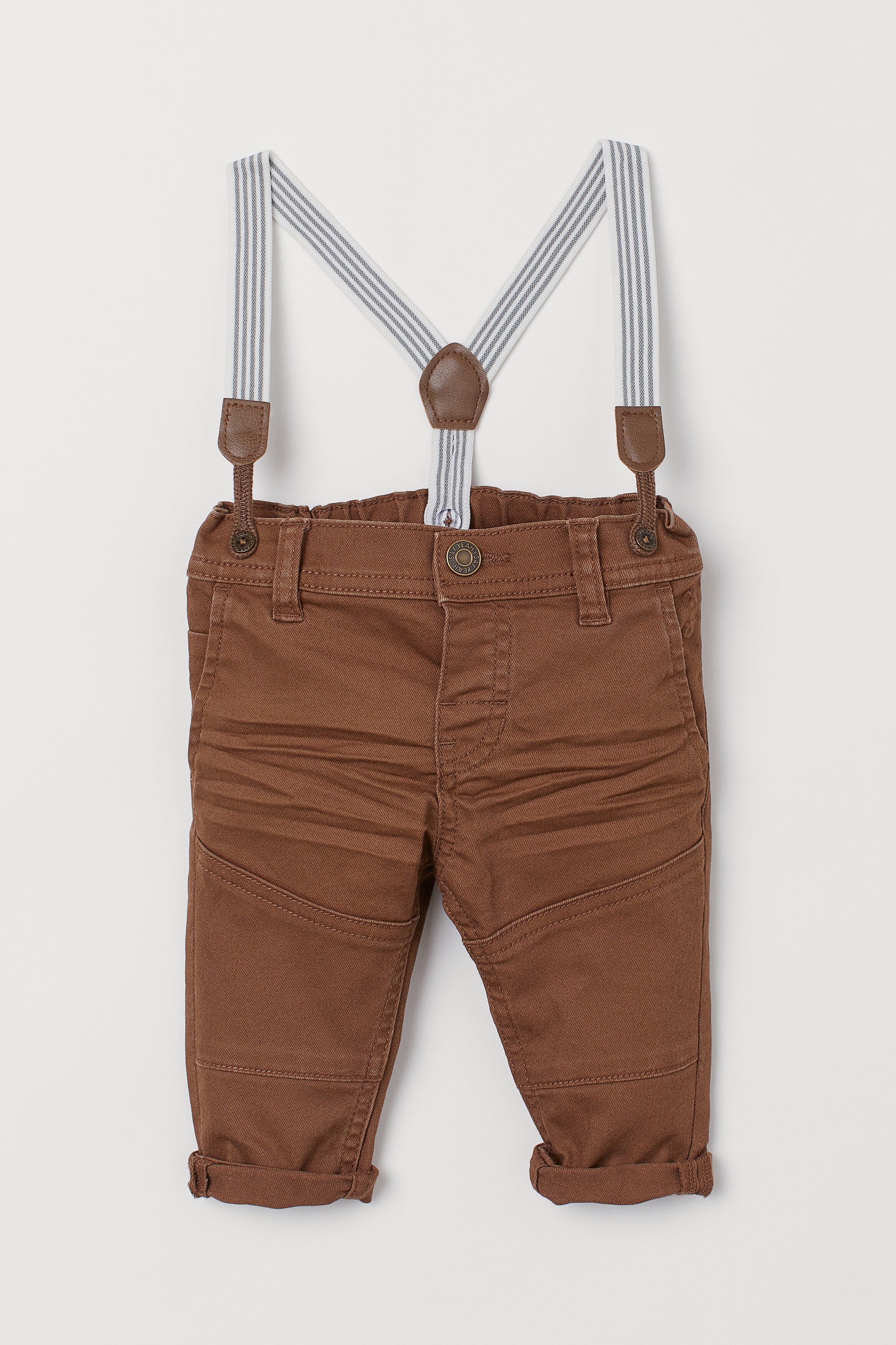 Twill Pants with Suspenders Brown Kids H M CA