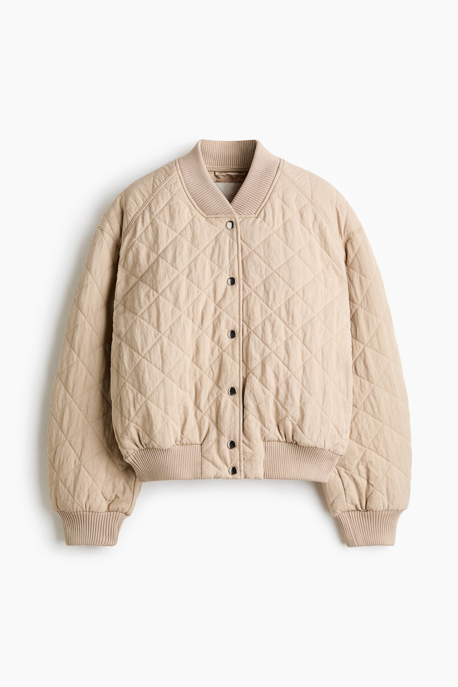 Quilted bomber jacket-Beige - 2