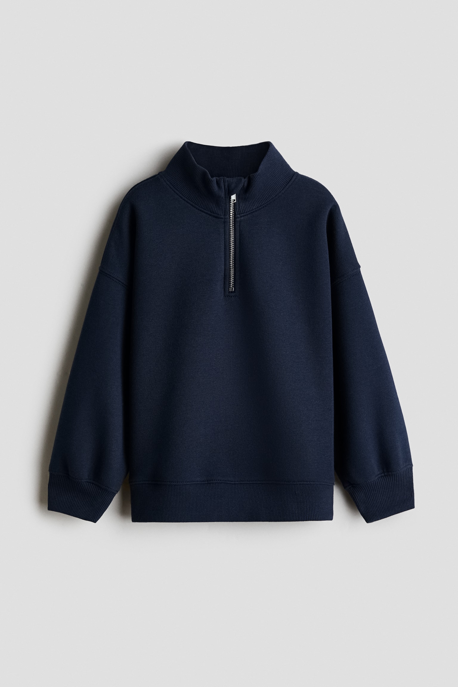 Детская толстовка H&M Half-Zip Brushed-Inside, цвет: Тёмно-синий — фото 1