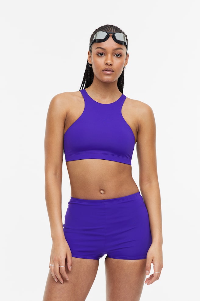 Shortie bikini bottoms - Dark purple/White - 1