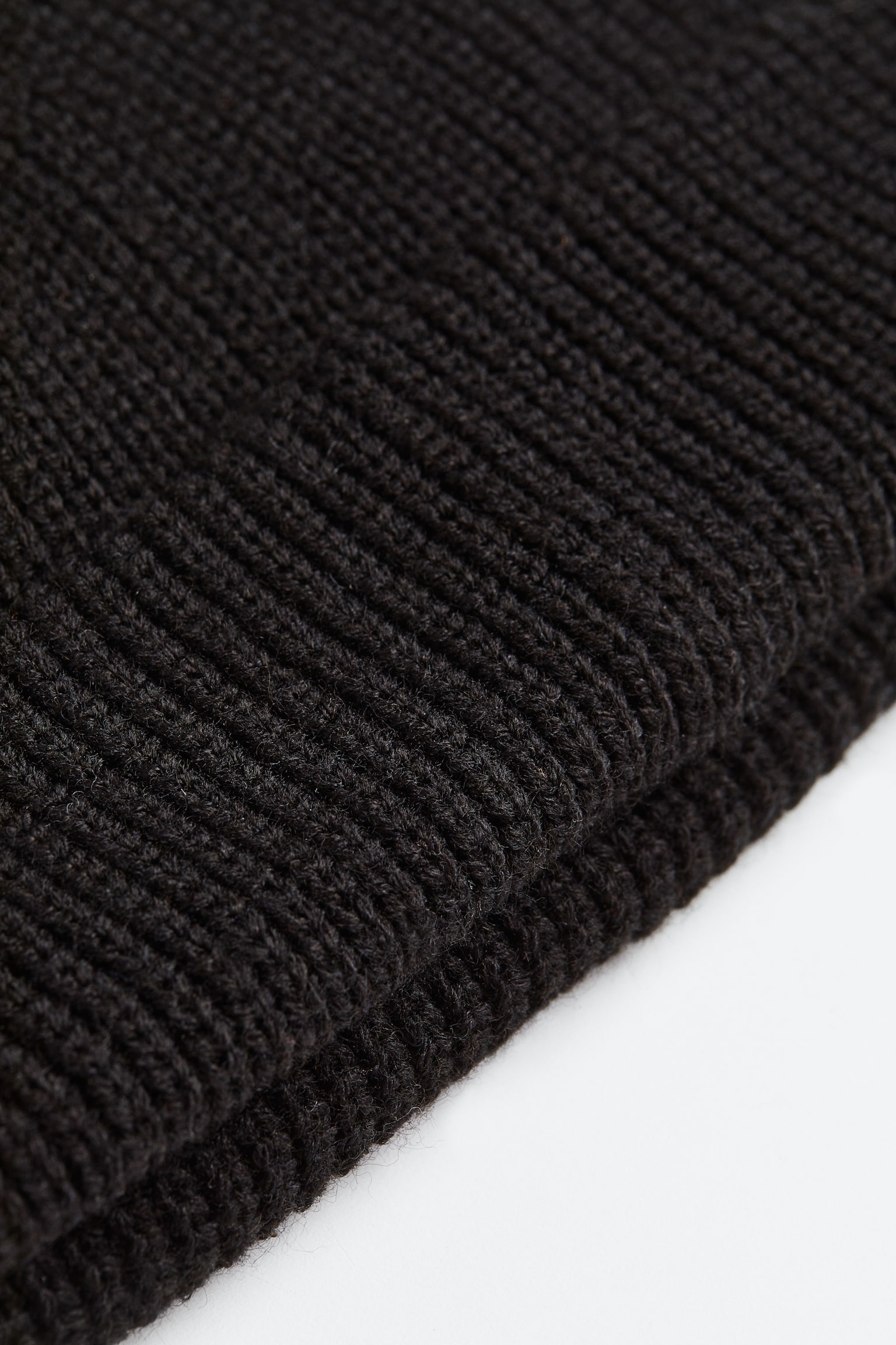 Rib Knit Beanie - Black - 2