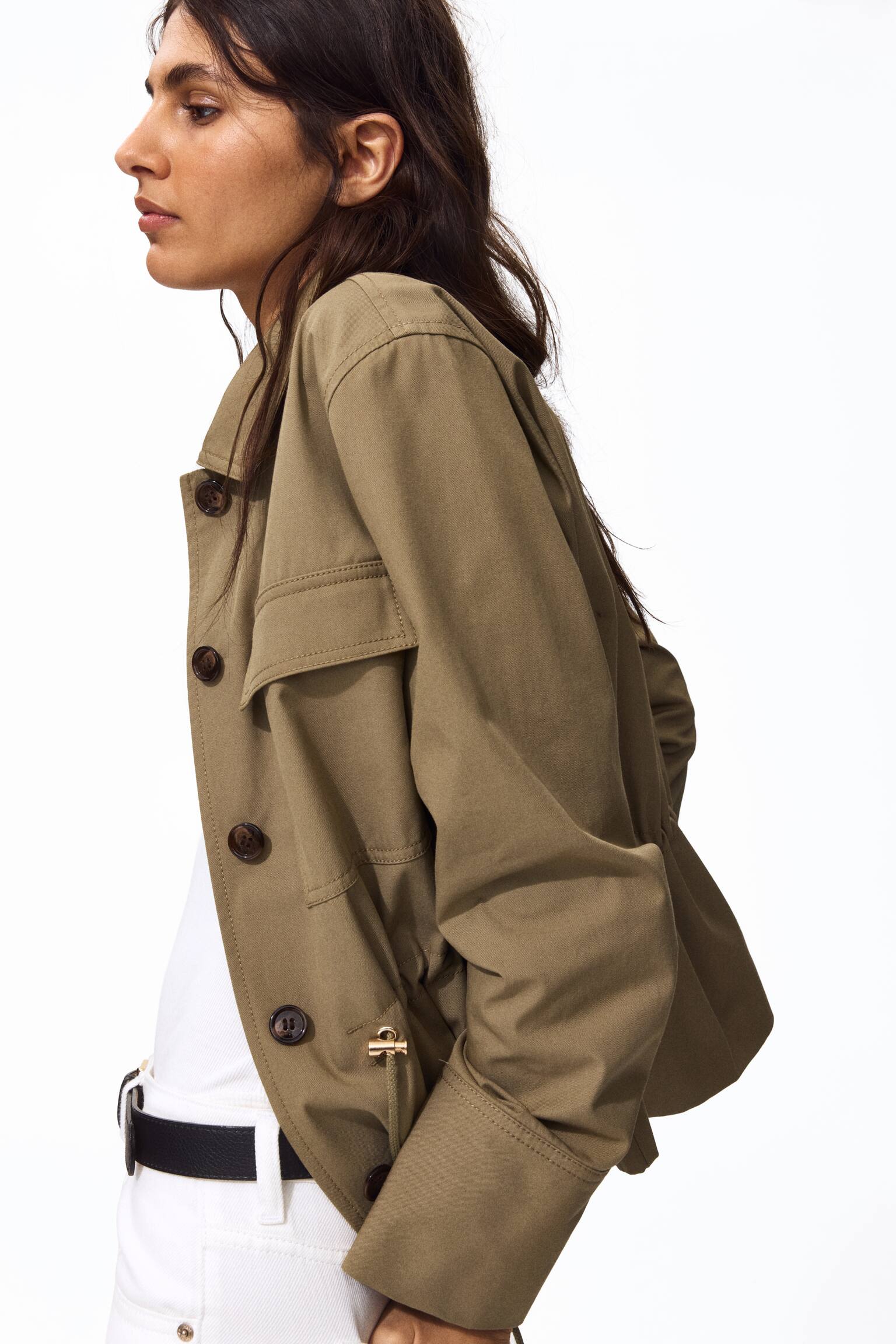 Cotton twill jacket - Khaki green - 4
