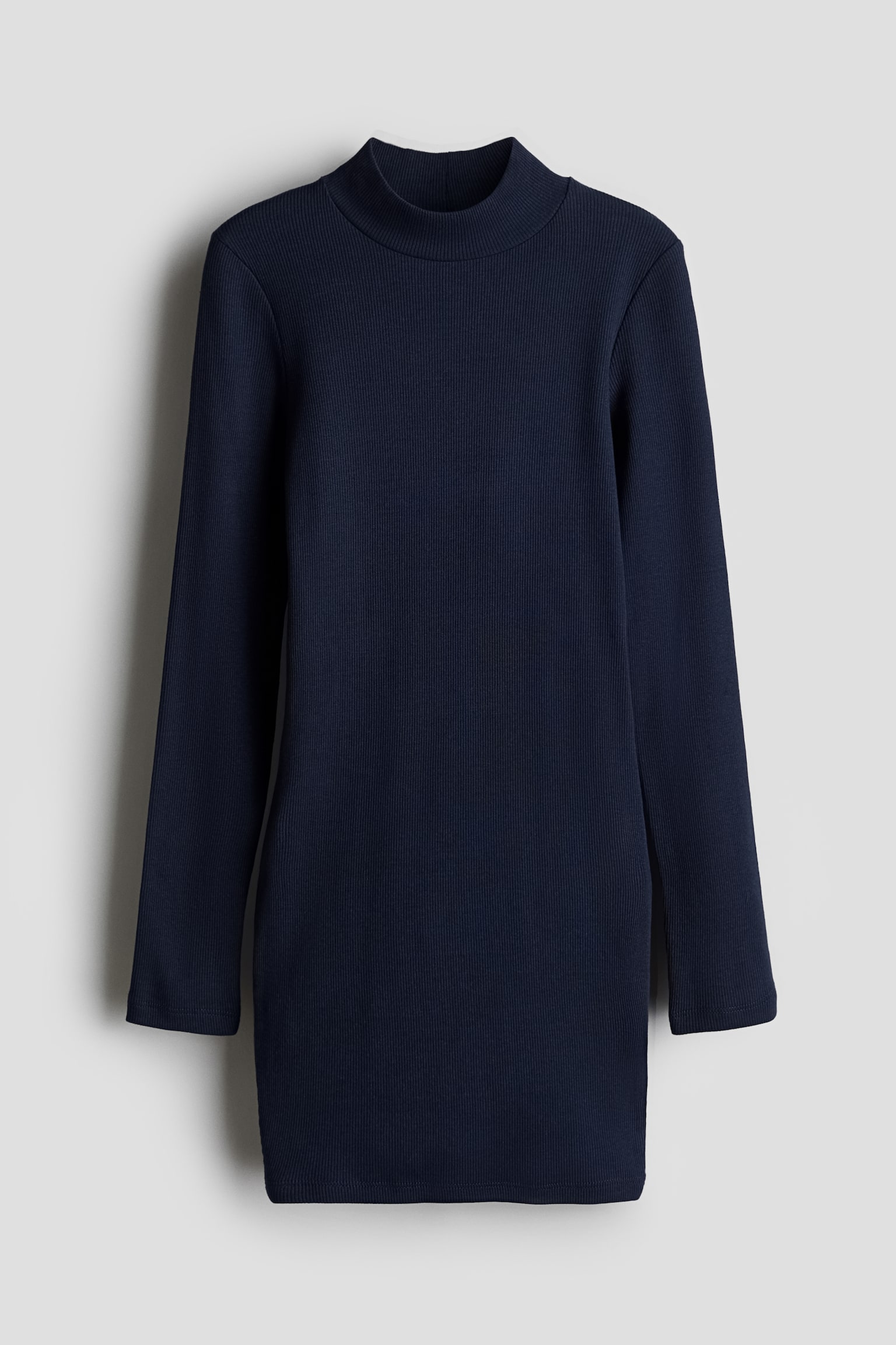 Ribbed turtleneck dress - Navy blue/Black - 1