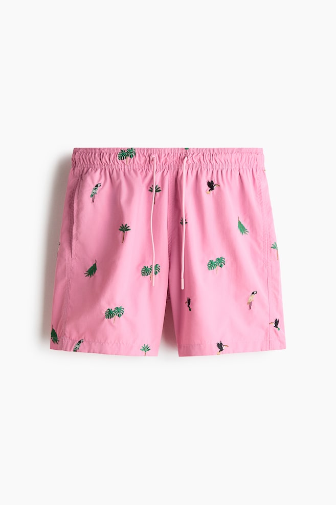 Patterned swim shorts - Pink/Patterned/Navy blue/Patterned - 1
