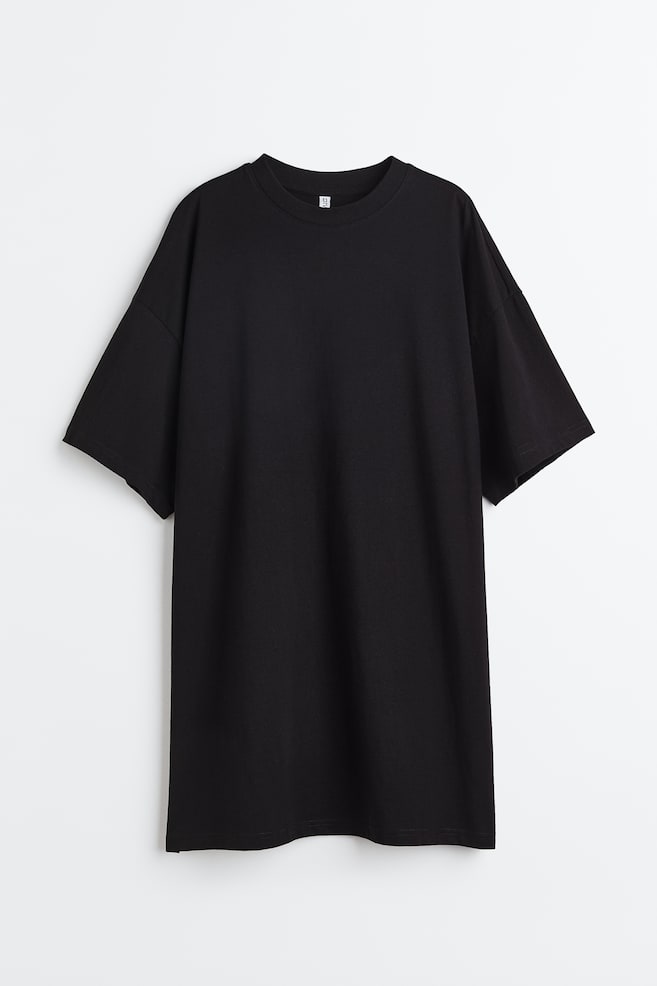 Oversized T-shirt dress - Black/Dark grey - 1
