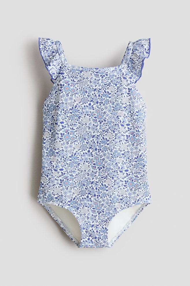 Maillot de bain texturé - Bleu/fleuri/Beige clair/fleuri/Beige clair/citrons - 1