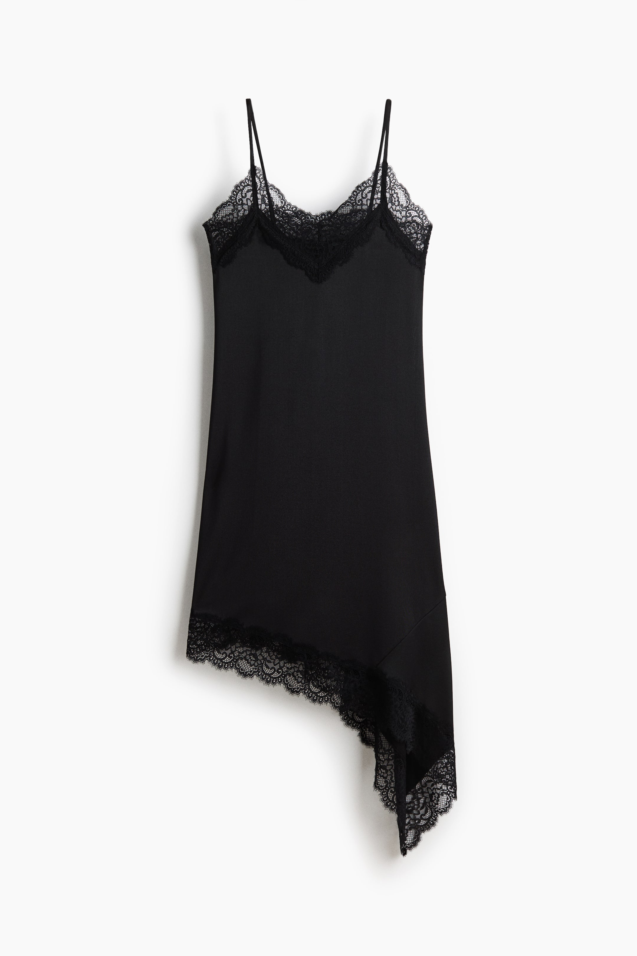 Zobacz większy obraz: Sukienka na ramiączkach zdobiona koronką - Czarny - ONA | H&M PL 1