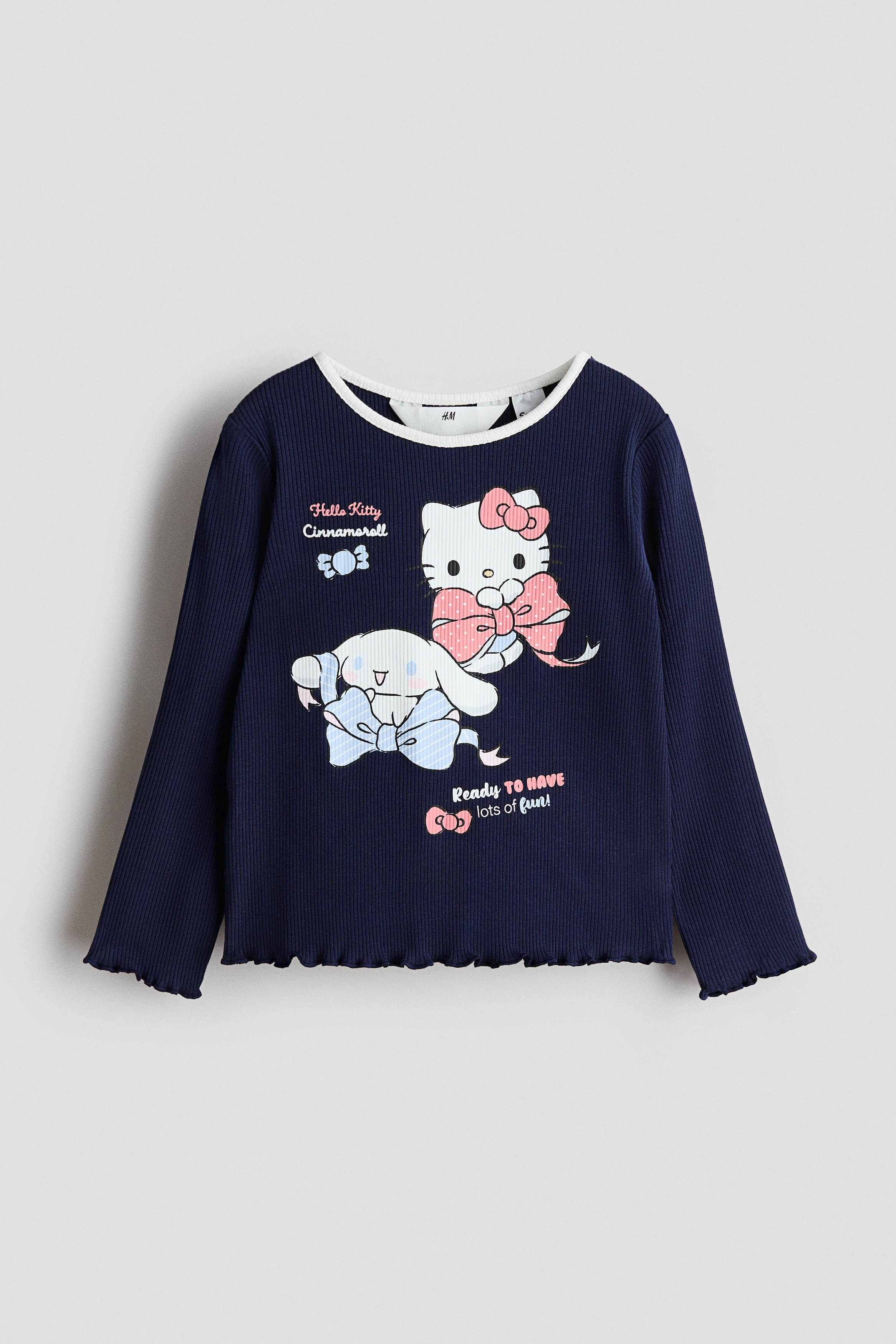 プリント長袖トップス - ネイビーブルー／ハローキティ/クリーム／シナモロール/ライトブルー／シナモロール
