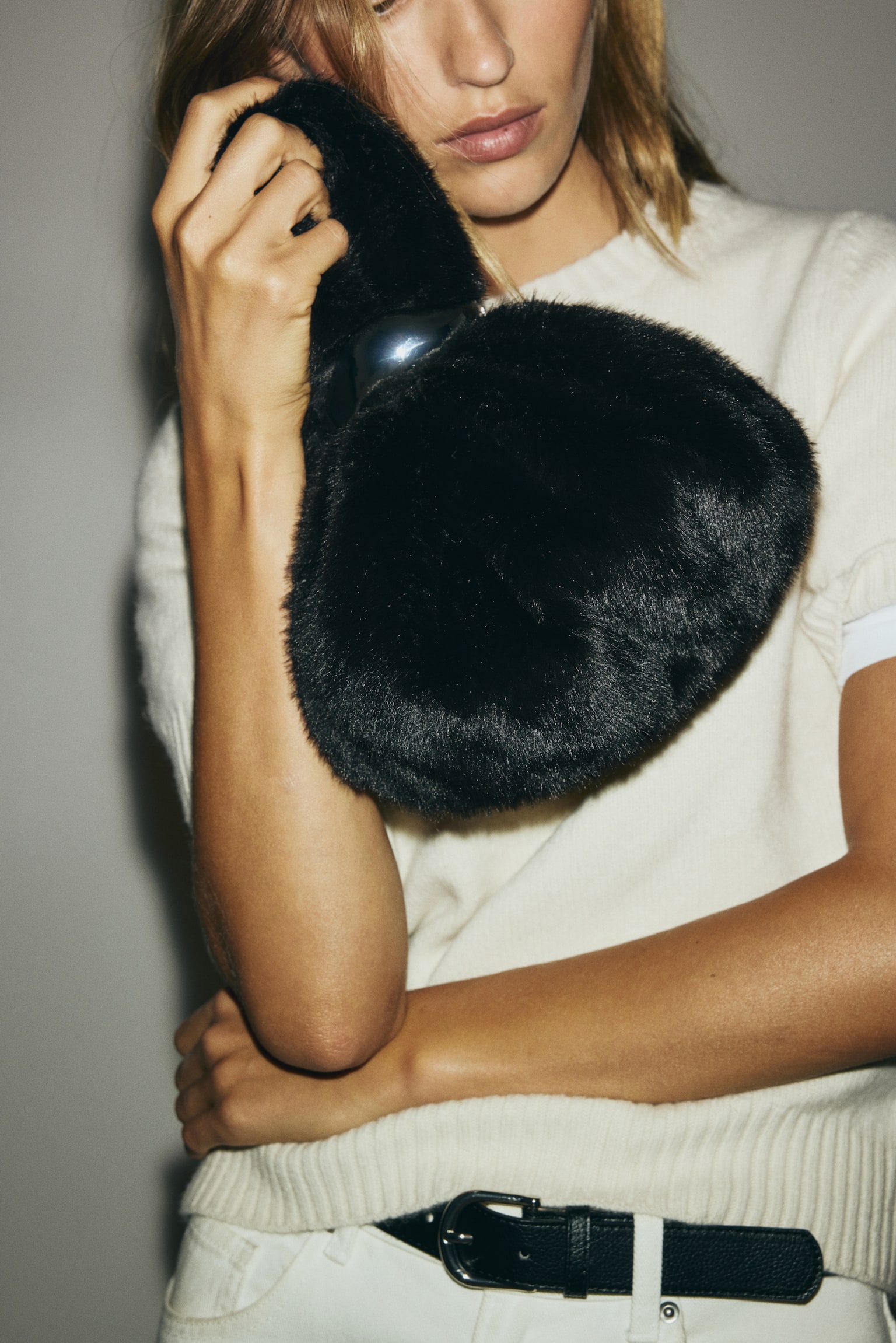 Чанта с метален детайл - Тъмнокафяв