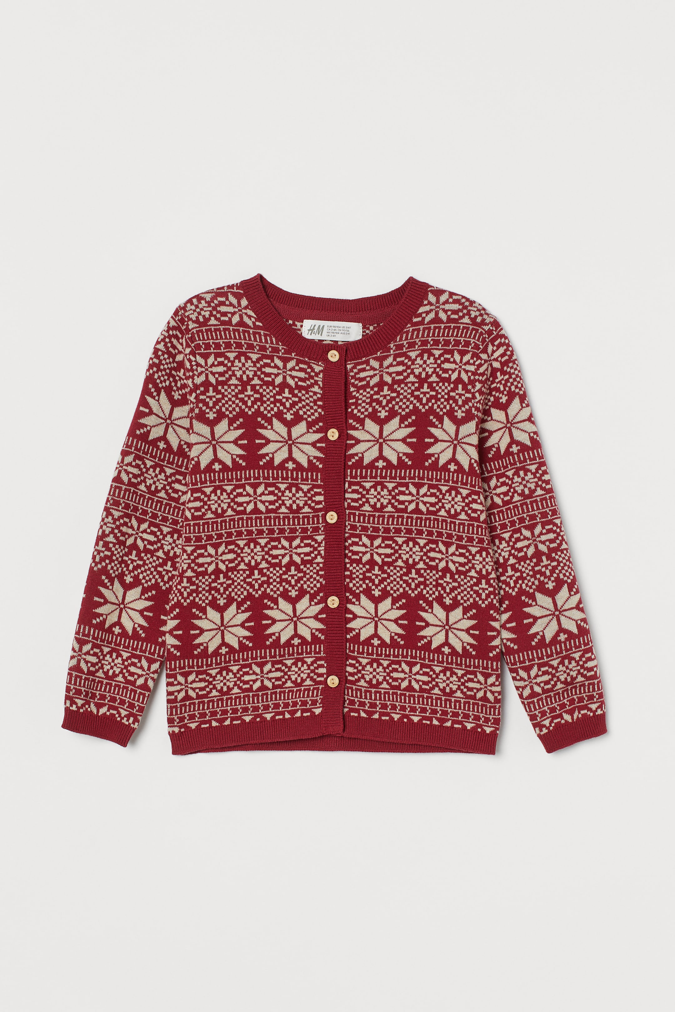 View larger image: Jacquard-knit cardigan - Dark red - Kids | H&M GB 1