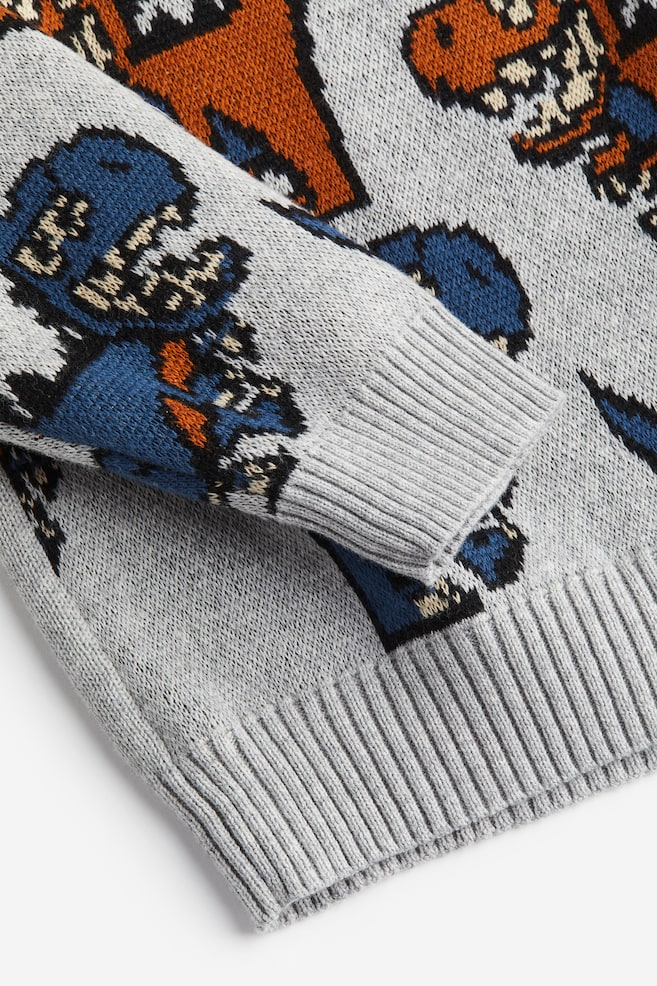 Jacquard-knit jumper - Grey/Dinosaurs/Brown/Fox - 4