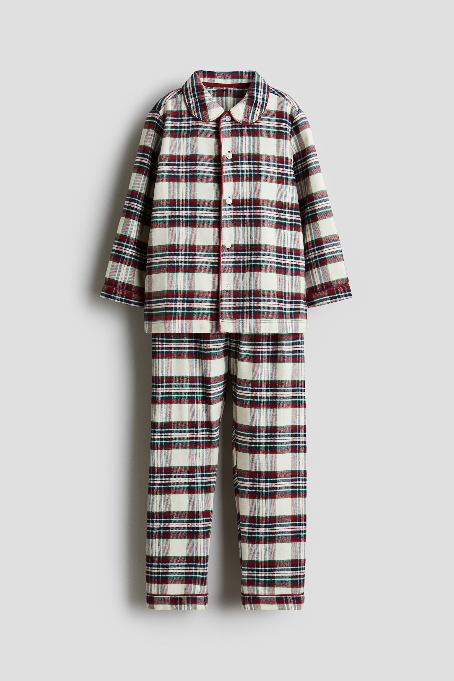 Twill pyjamas - Cream/Red checked - 1