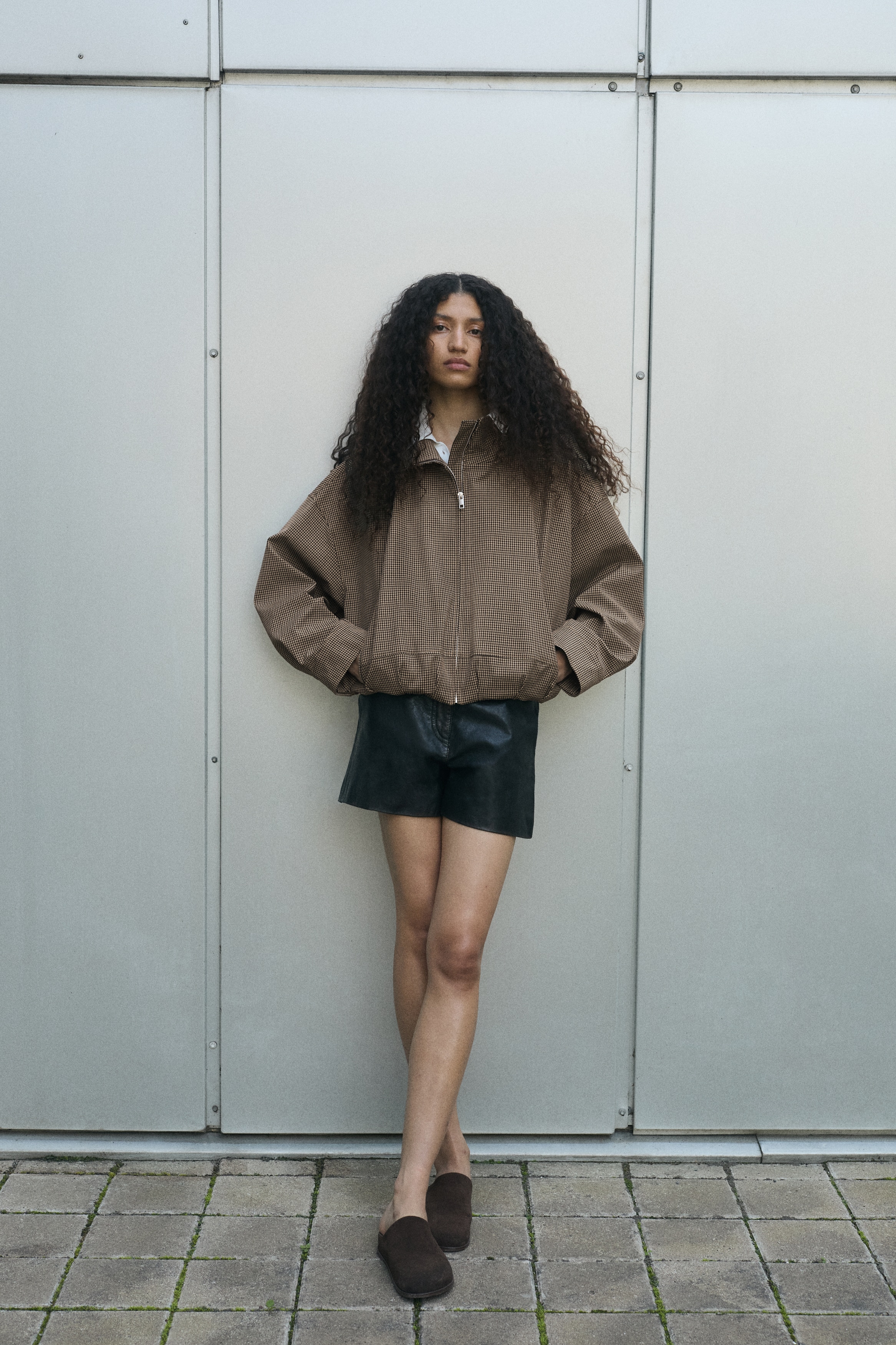 Oversized bubble-hem jacketModel