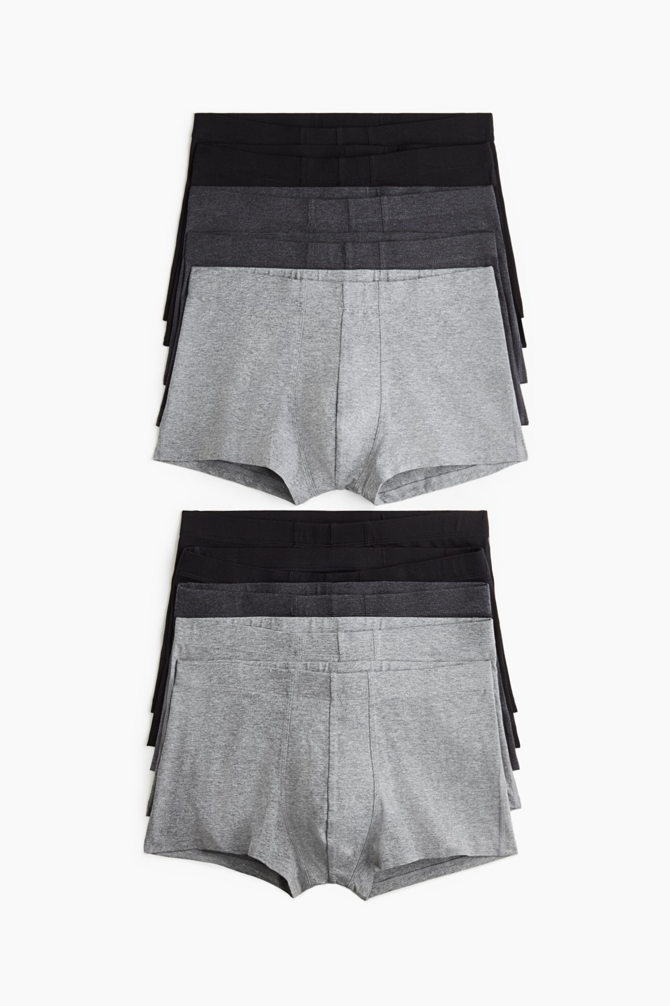 View larger image: 10-pack short cotton trunks - Grey marl/Dark grey marl - Men | H&M 1