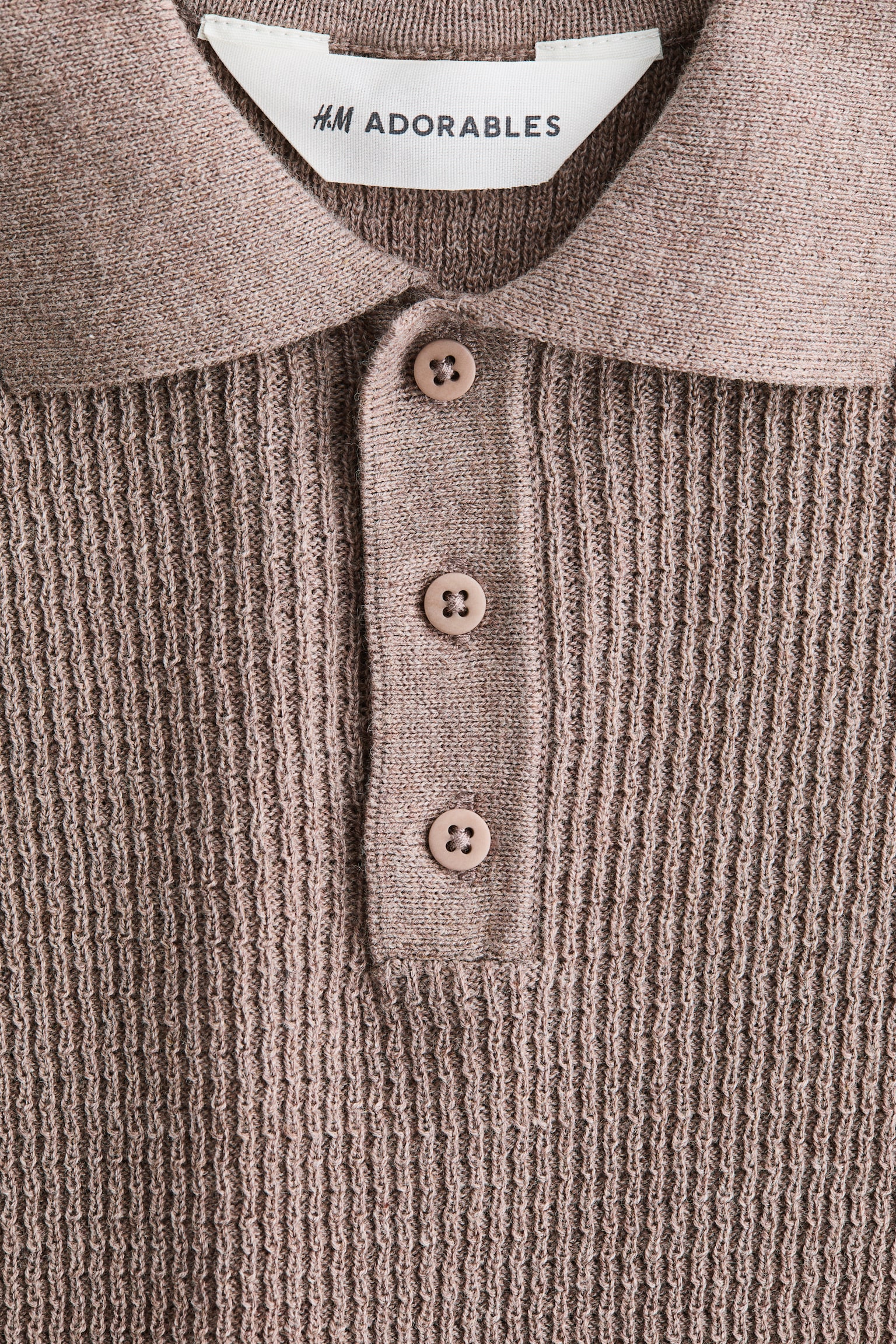 Rib-knit polo shirt - Light brown - 3