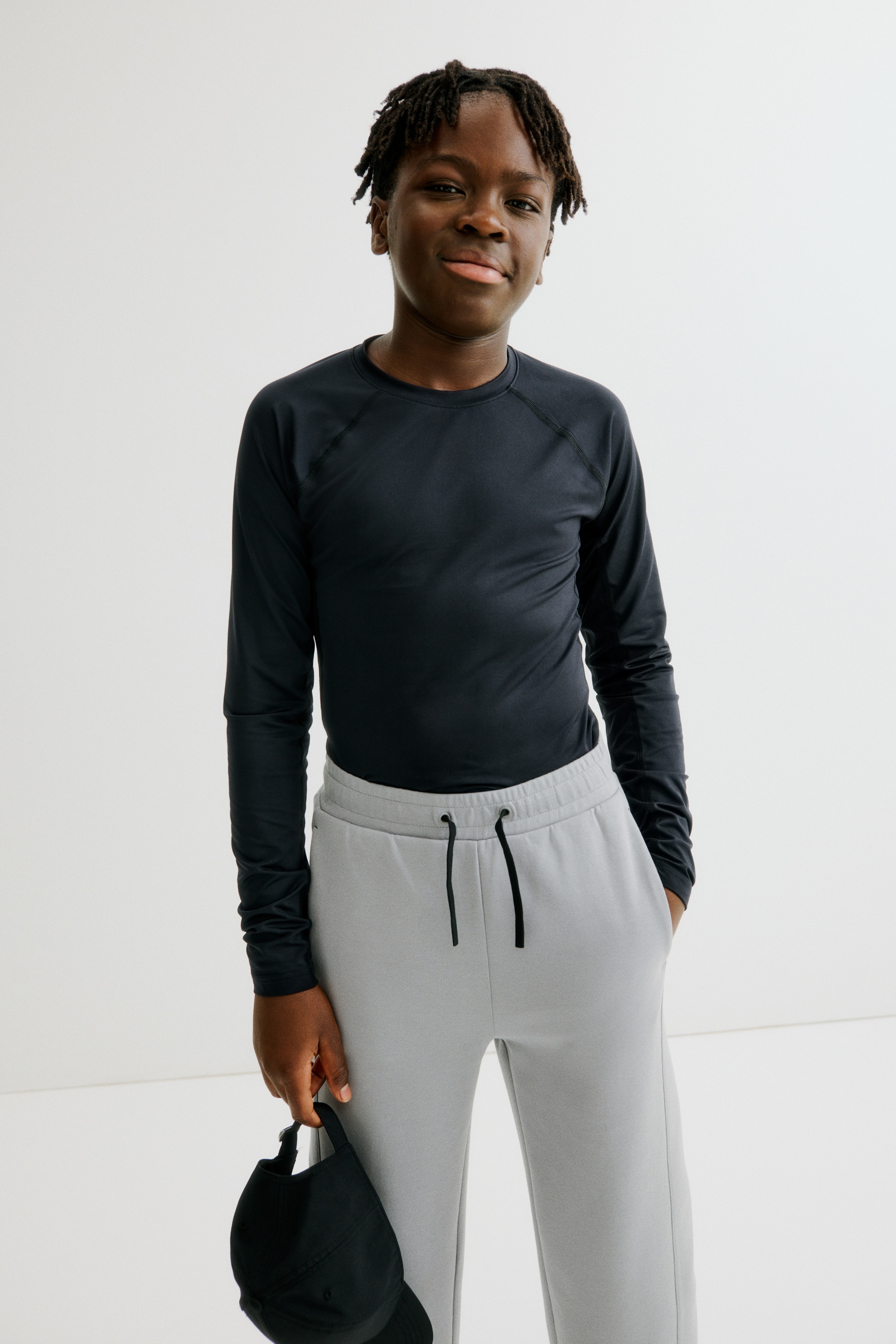 DryMove™長袖運動上衣 - 黑色/深藍色