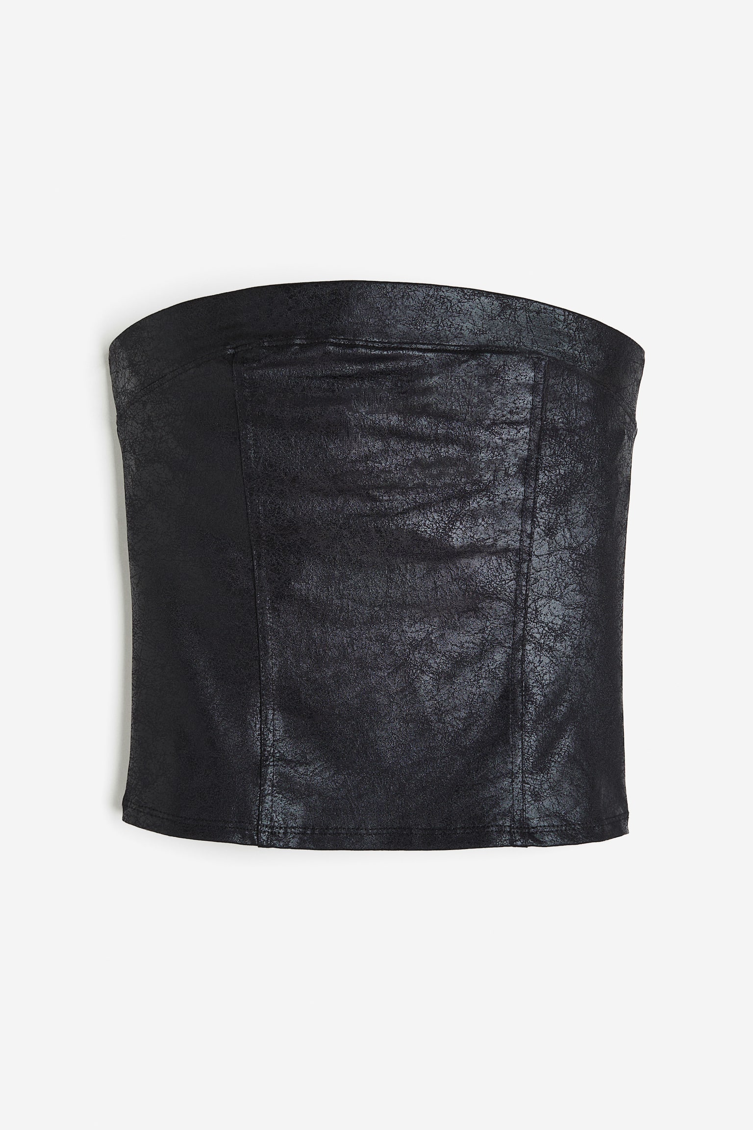 Coated Jersey Bustier Top - Black - 2