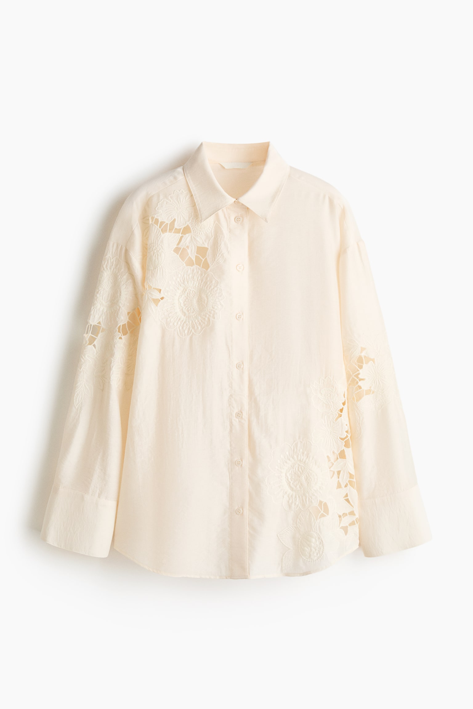 Broderie anglaise shirt - Cream - 2