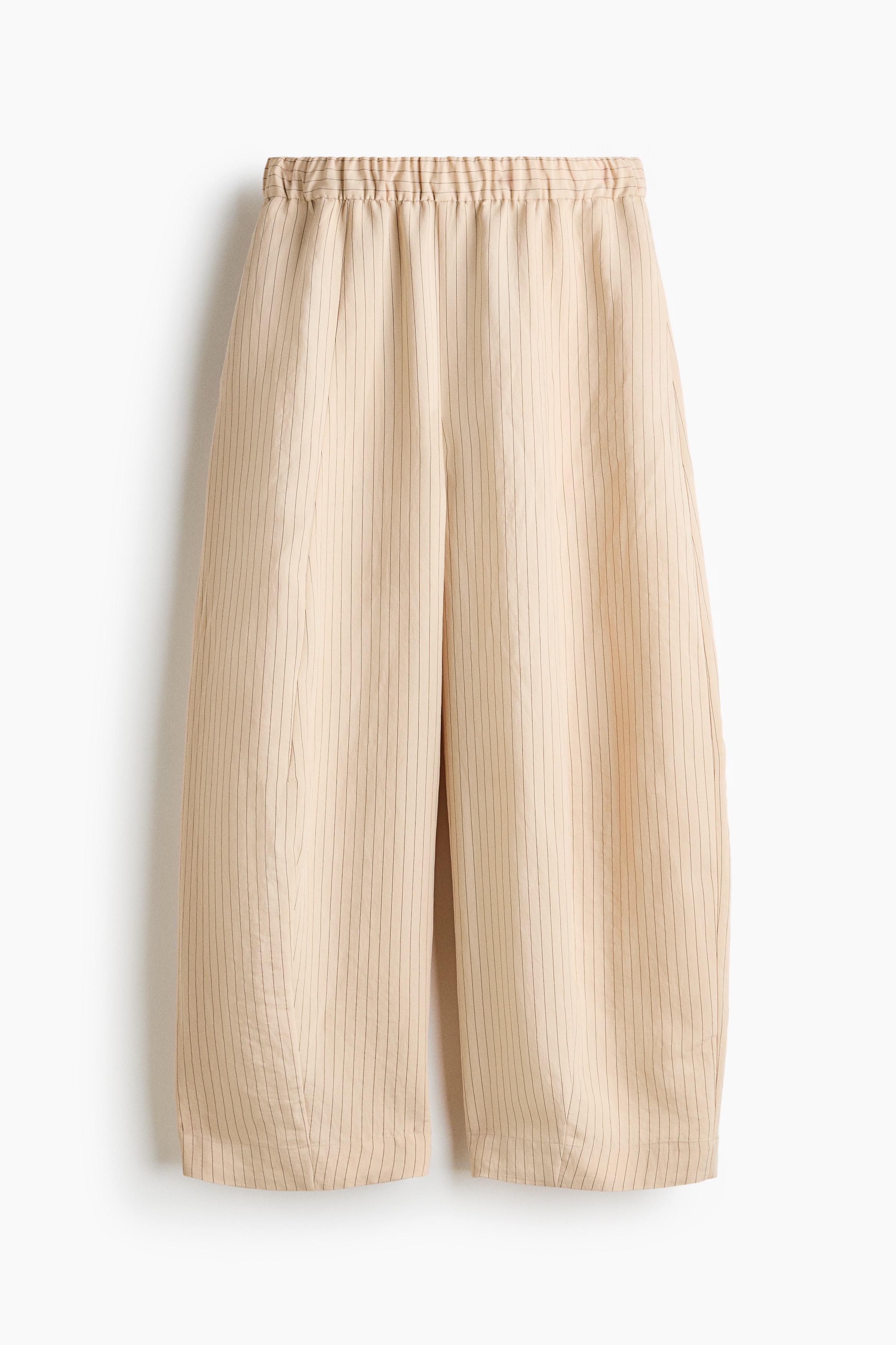 Bukse i modalmiks med tønneben - Lys beige/Stripet/Mørk beige/Stripet