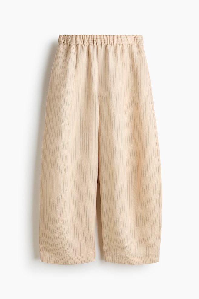 Modal-blend barrel trousers - Light beige/Striped/Dark beige/Striped - 1