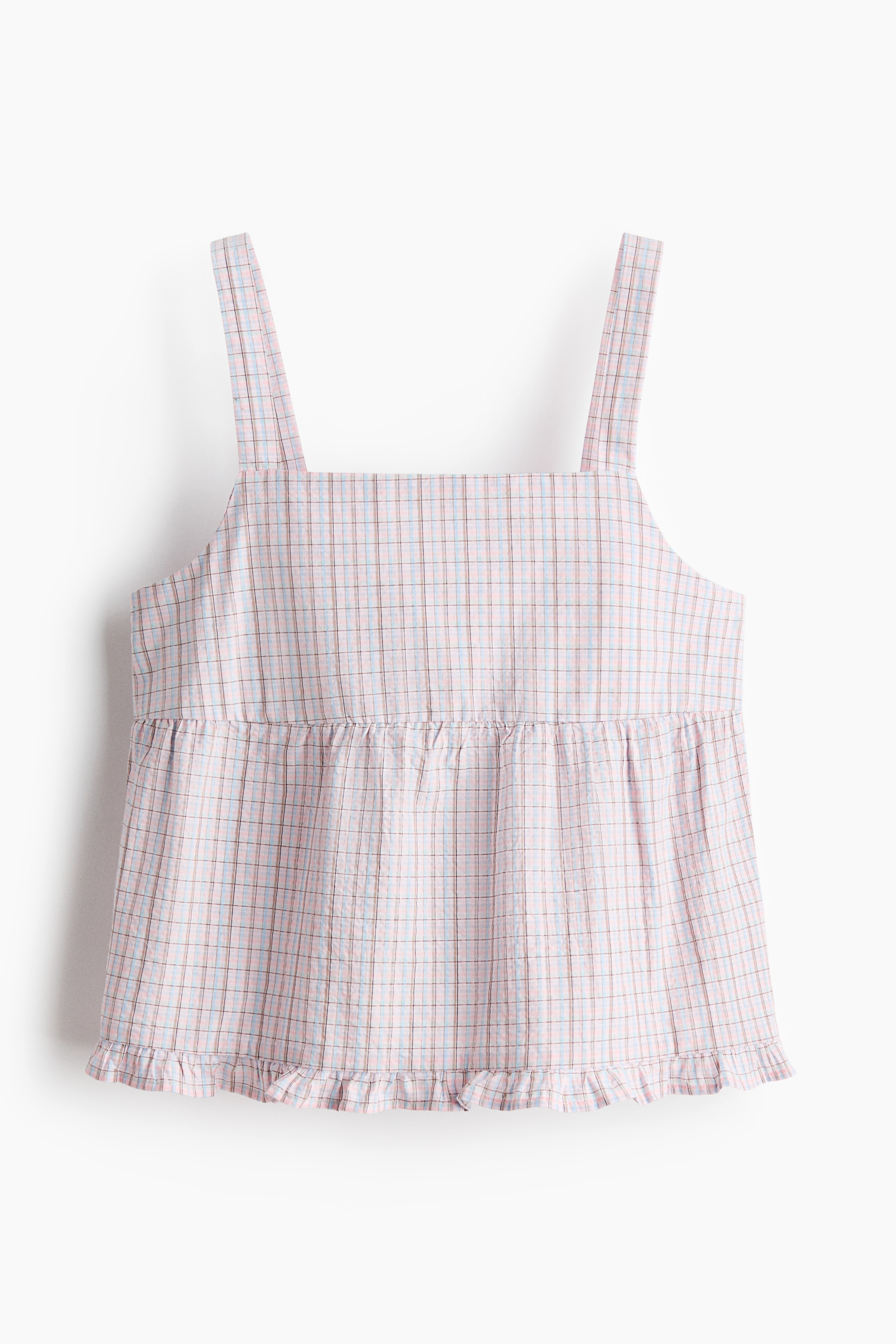 Cotton seersucker top - Light pink/Checked/Light blue/Striped