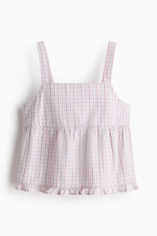 Cotton Seersucker Top - Light pink/checked/Light blue/striped - 1