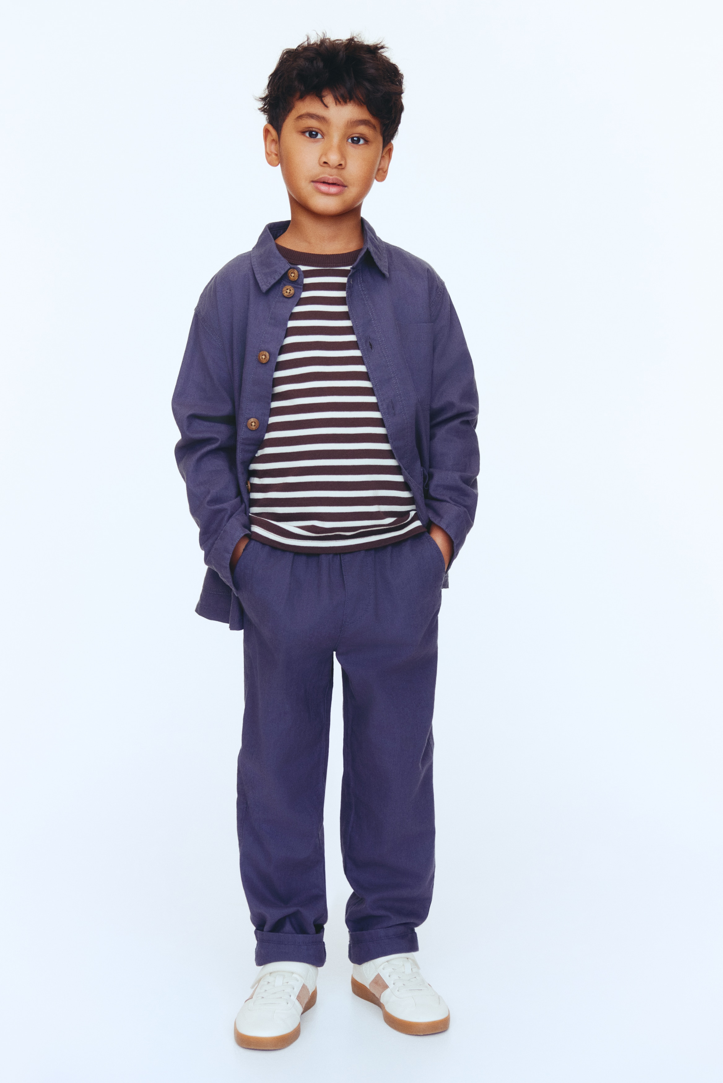 Pantalone od mešavine lana - Mornarsko plava/Kaki zelena/Smeđa/Svetlobež