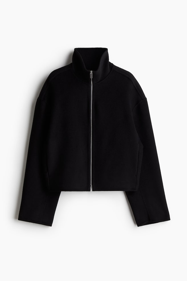 Veste faite main en laine - Black/Crème - 1