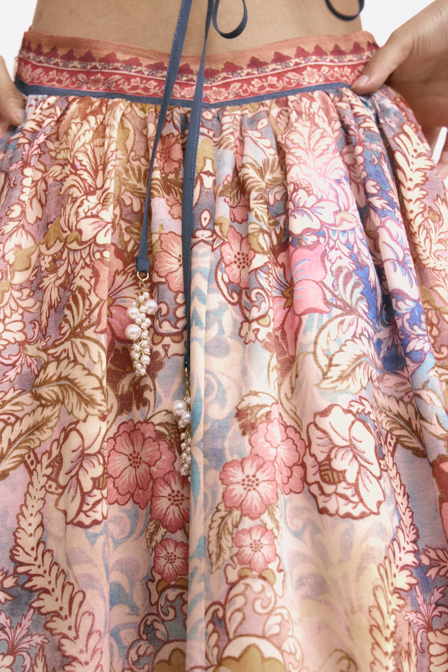 Vestido halter con aberturas-Anaranjado/Diseño paisley - 7