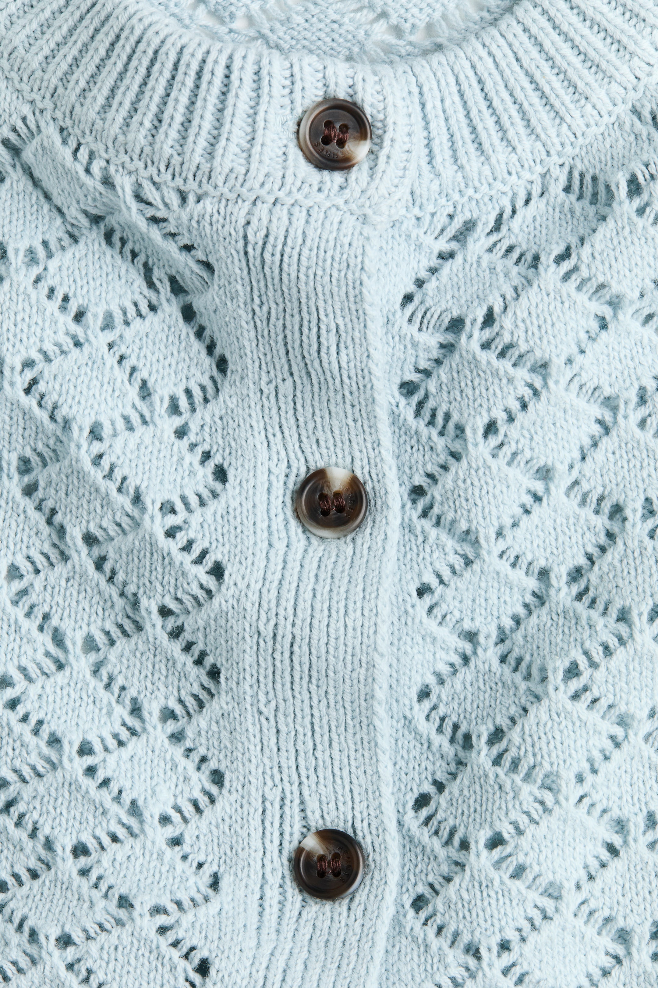Cap-Sleeved Pointelle-Knit Cardigan