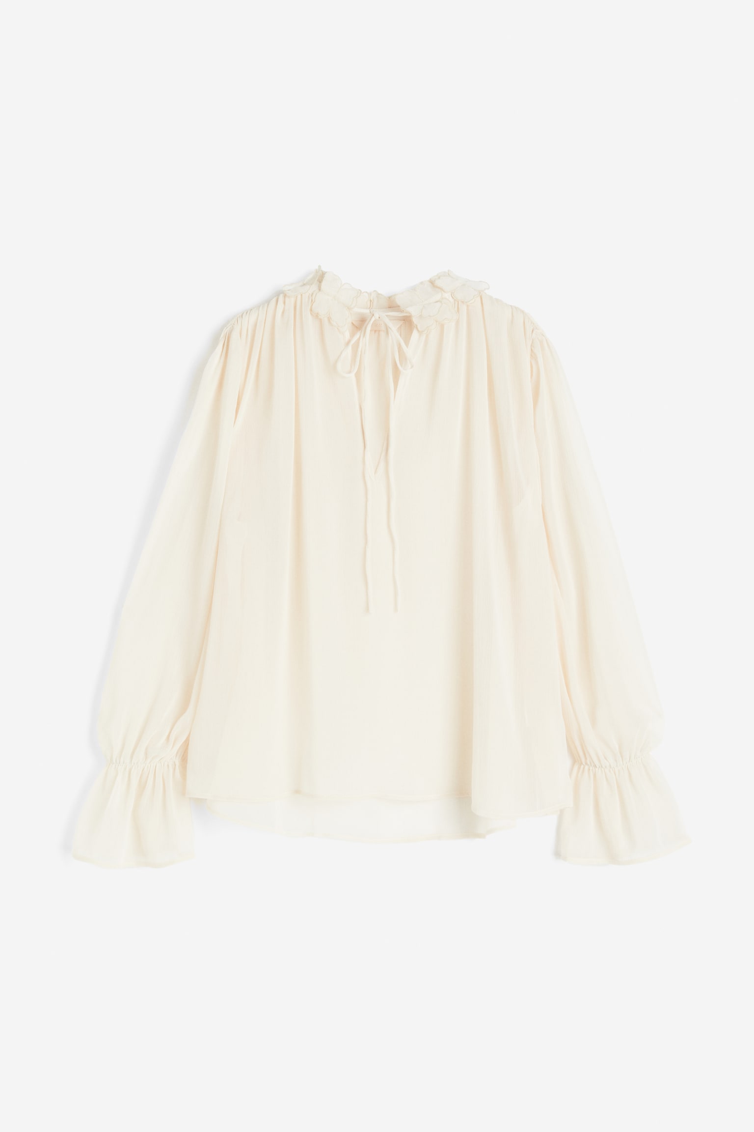 Appliquéd chiffon blouse - Cream - 1