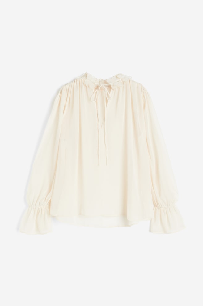 Appliquéd chiffon blouse - Cream - 2