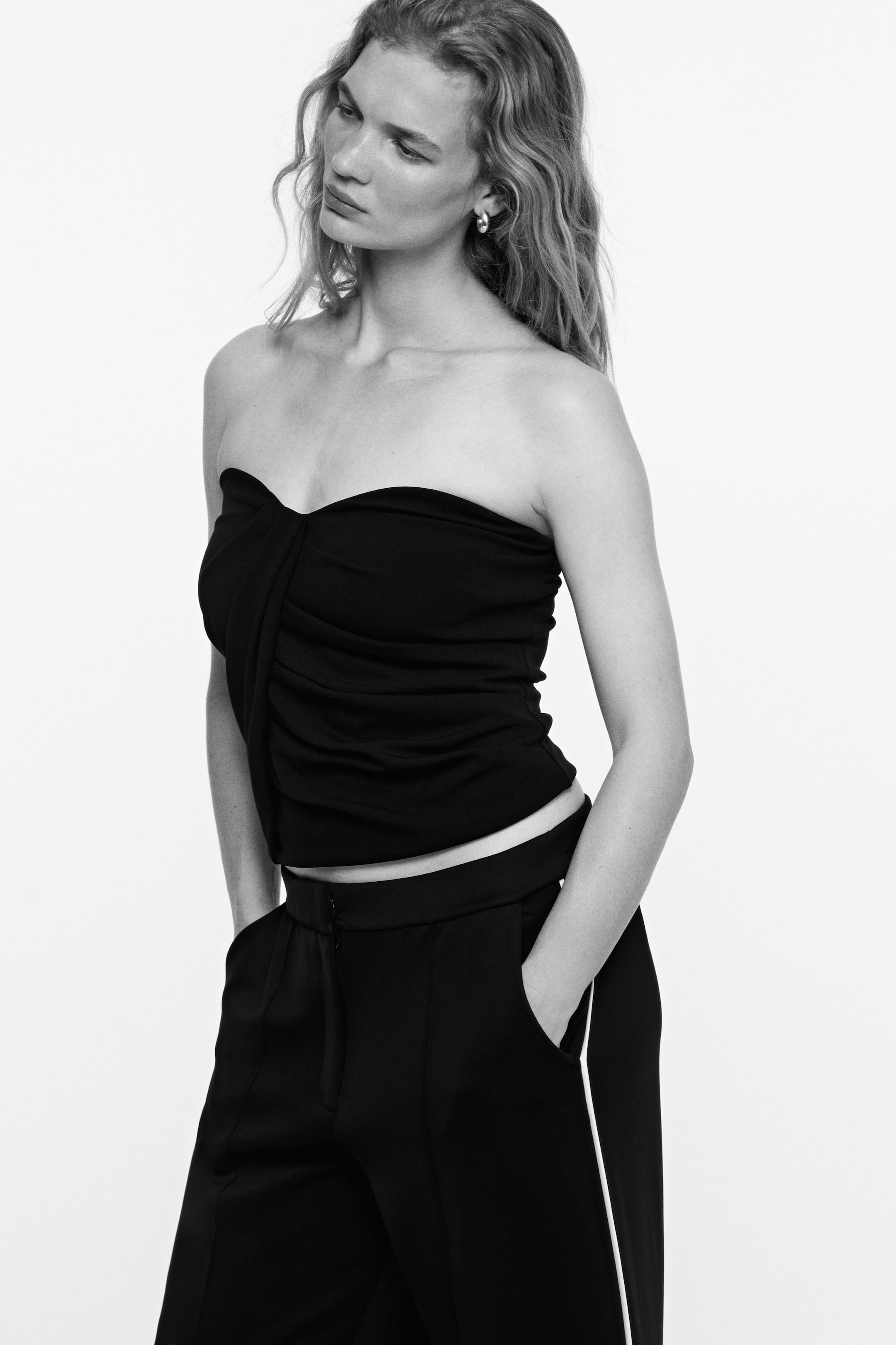 View larger image: Draped interlock bandeau top - Black - Ladies | H&M 1