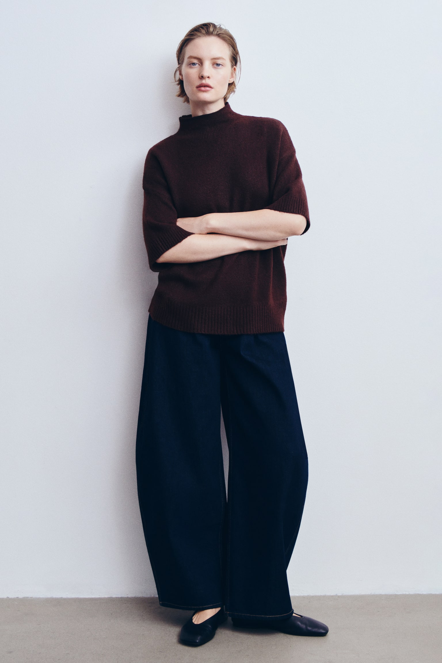Женский свитер H&M Oversized Mock-Turtleneck, цвет: Тёмный коричневый — фото 3