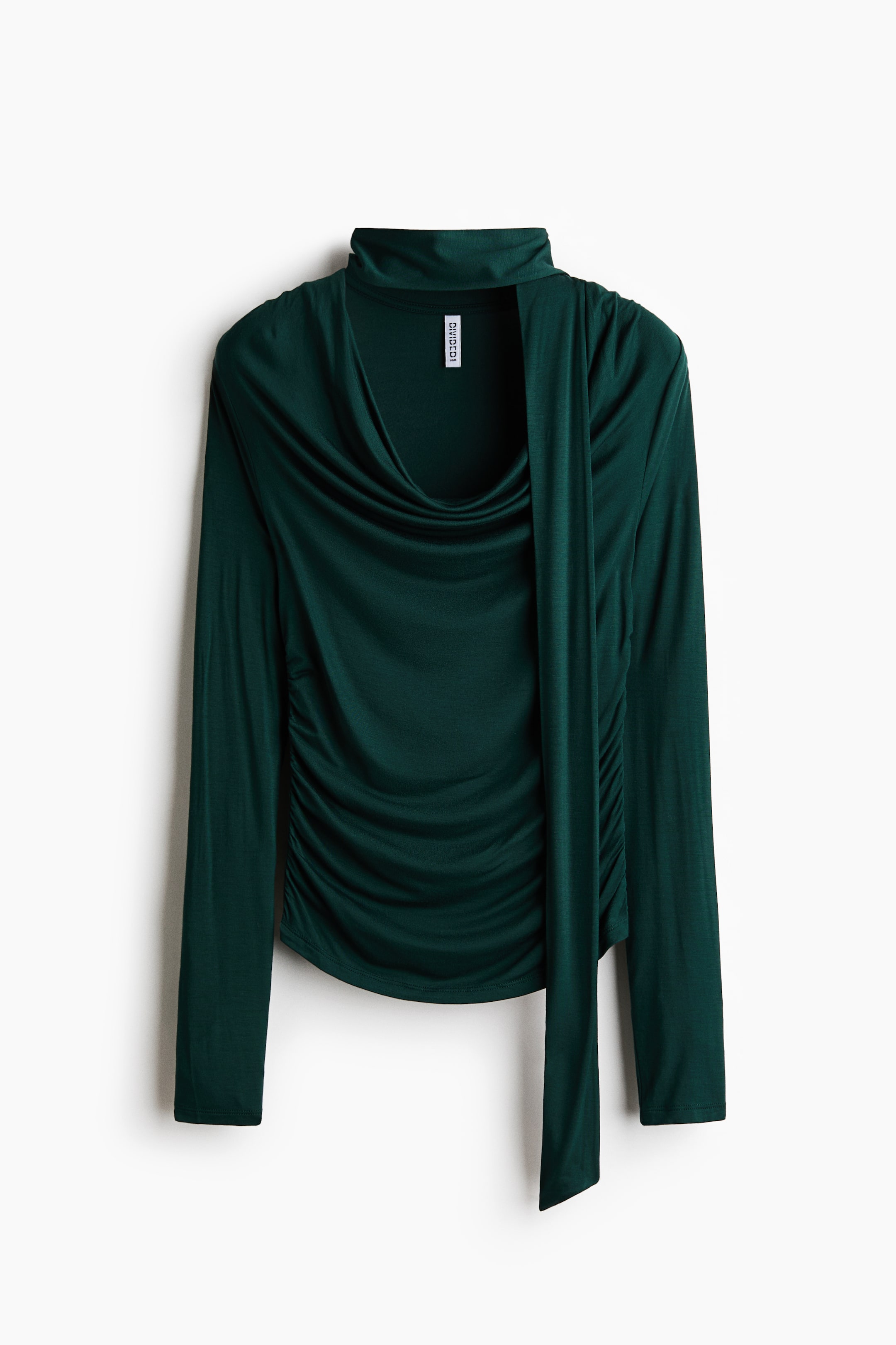 View larger image: Draped Scarf-Detail Top - Dark green - Ladies | H&M US 1