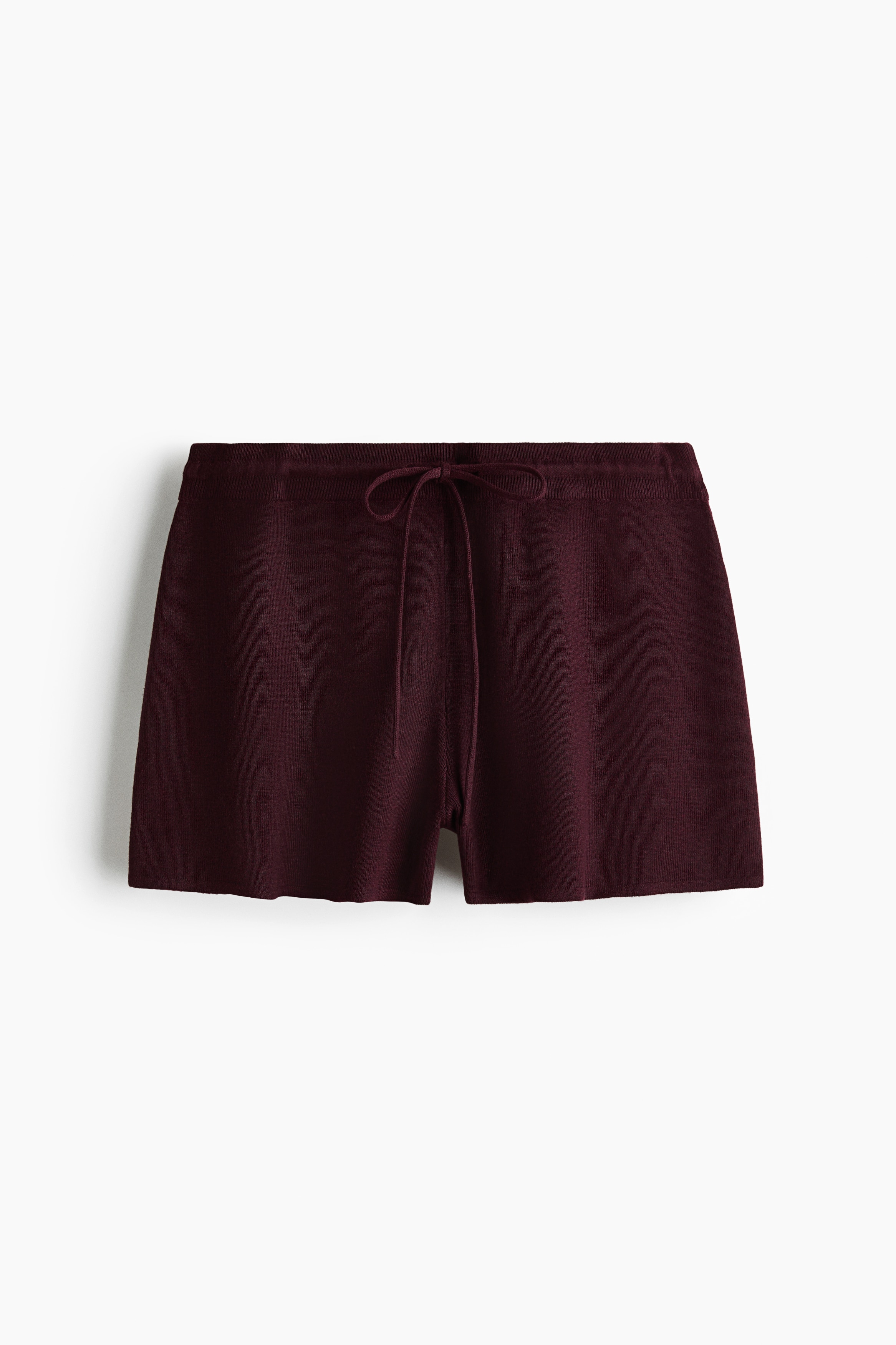 Finstickade shorts med dragsko - Vinröd/Crèmevit